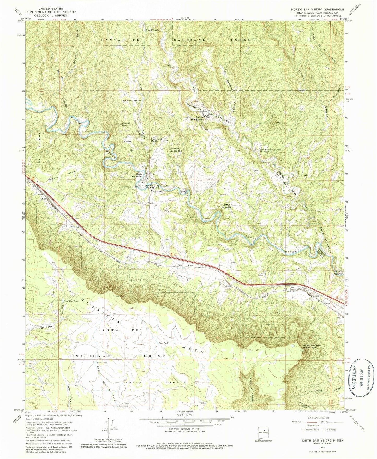 Classic USGS North San Ysidro New Mexico 7.5'x7.5' Topo Map Image