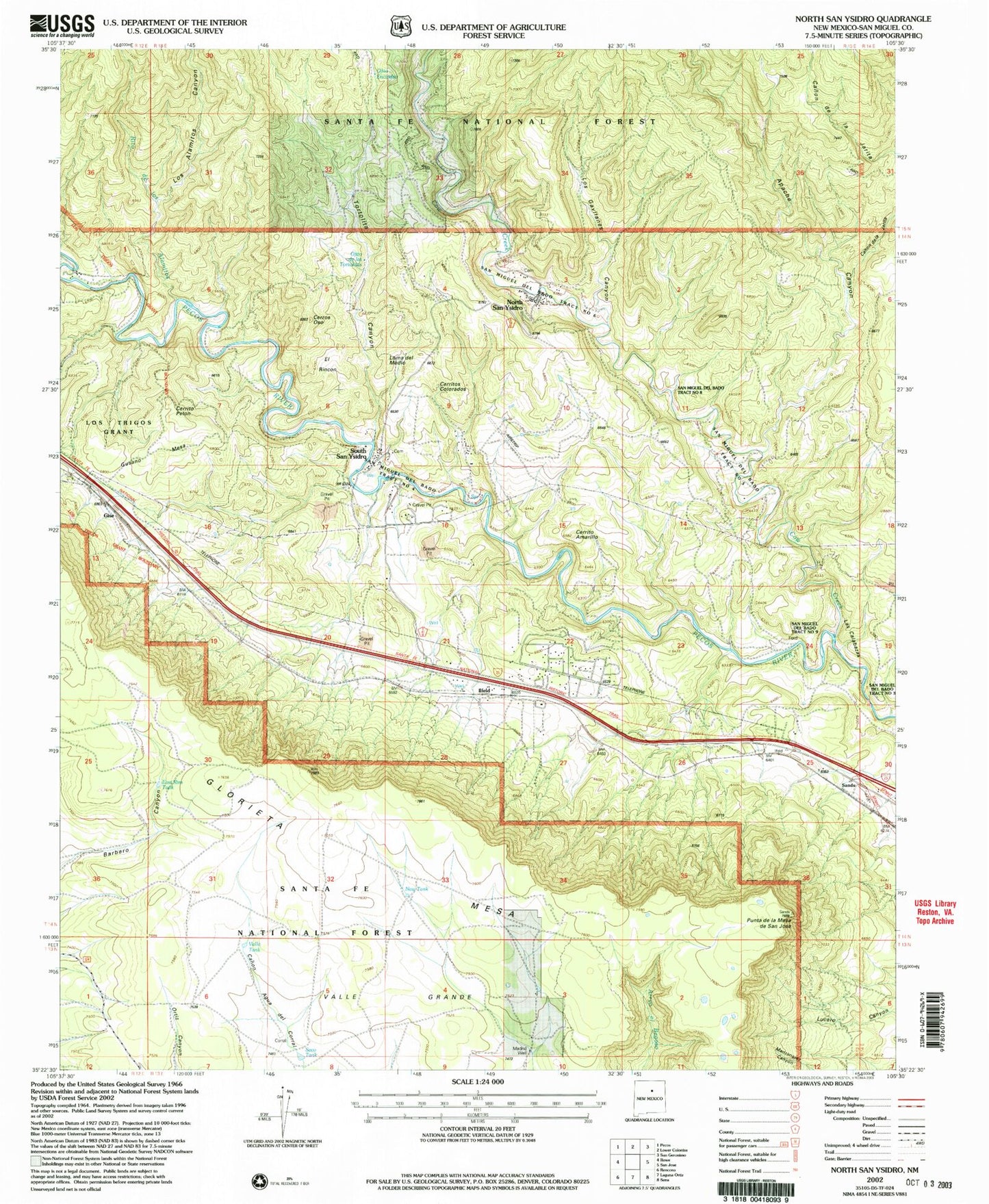 Classic USGS North San Ysidro New Mexico 7.5'x7.5' Topo Map Image