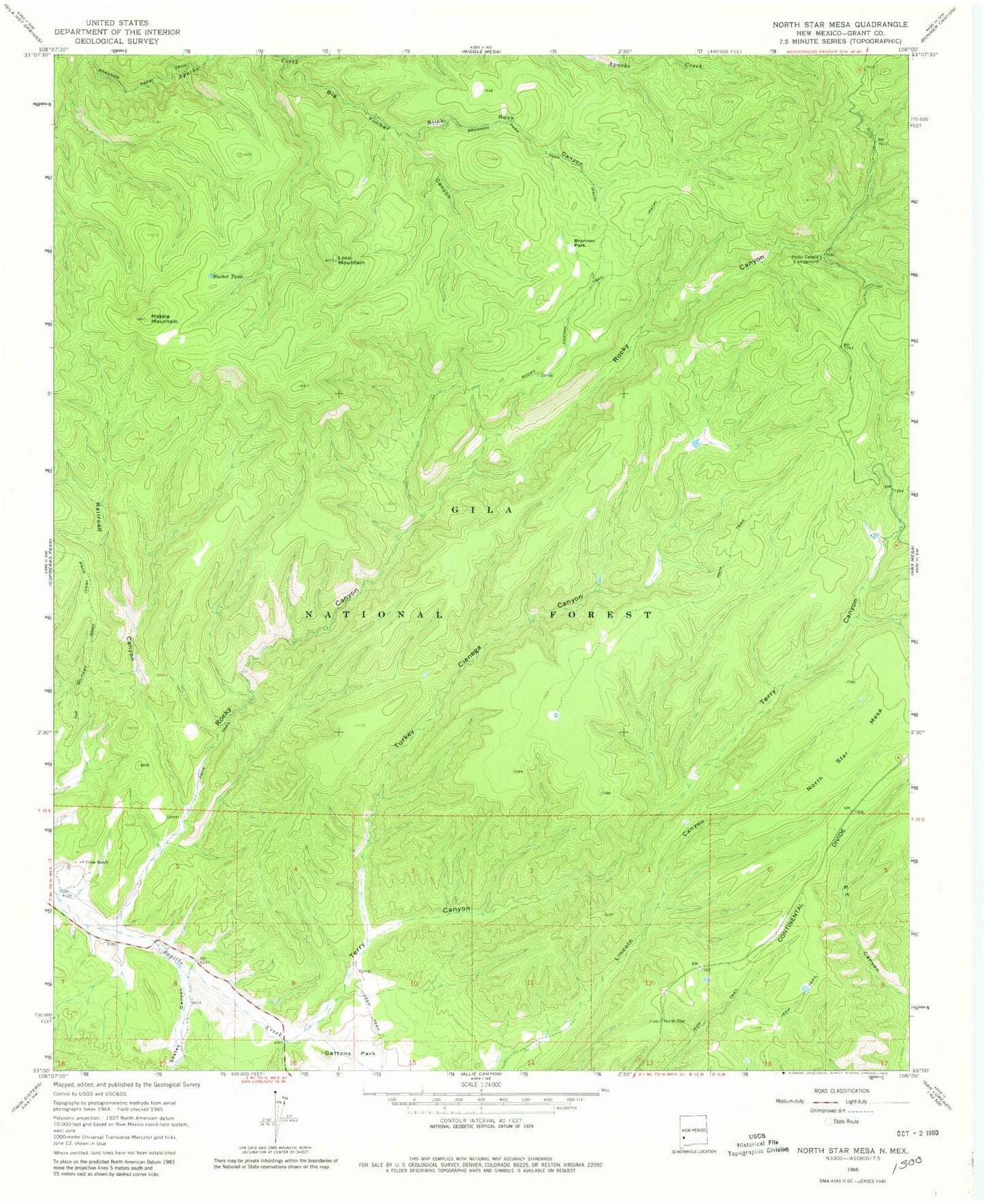 Classic USGS North Star Mesa New Mexico 7.5'x7.5' Topo Map Image