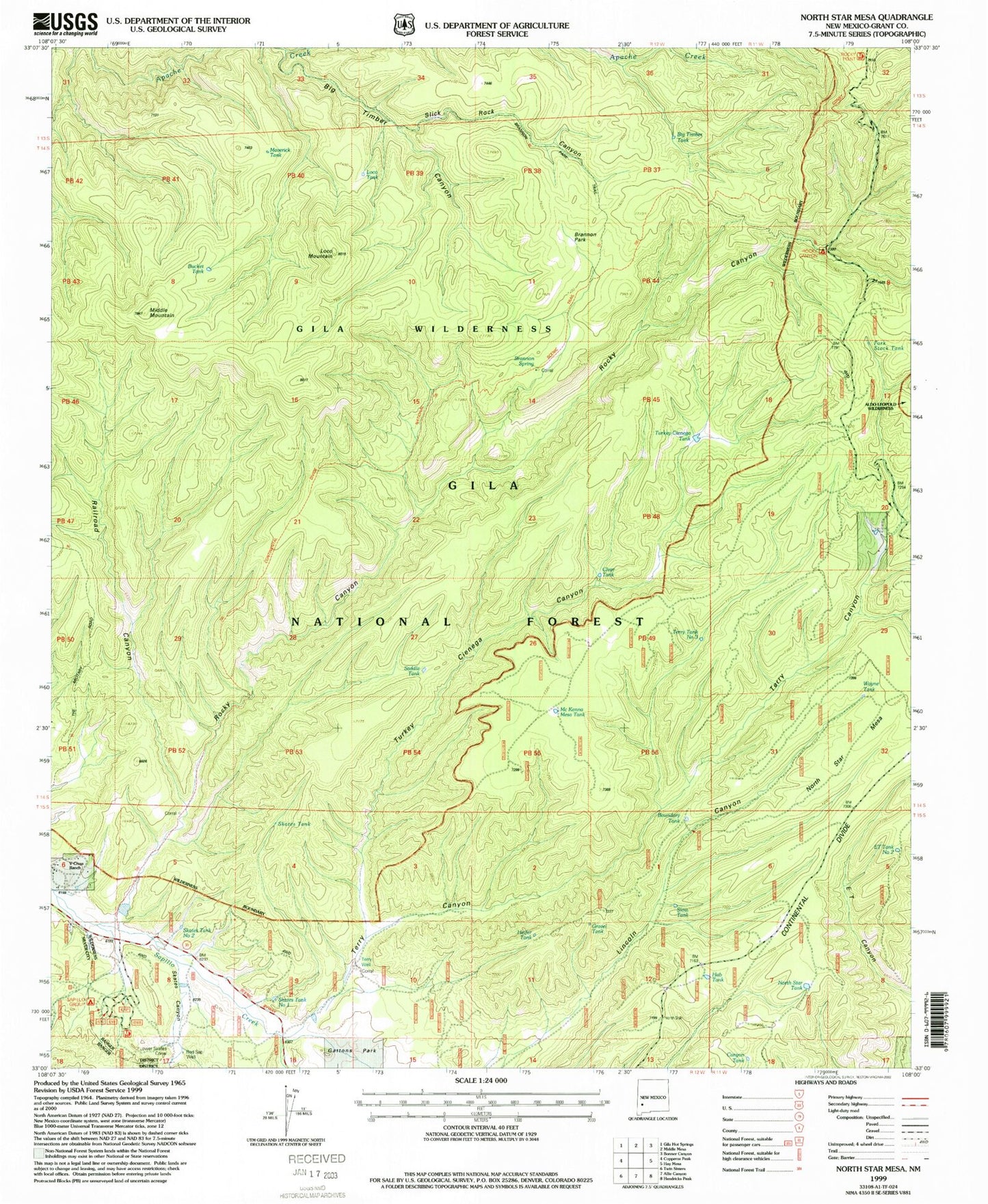 Classic USGS North Star Mesa New Mexico 7.5'x7.5' Topo Map Image