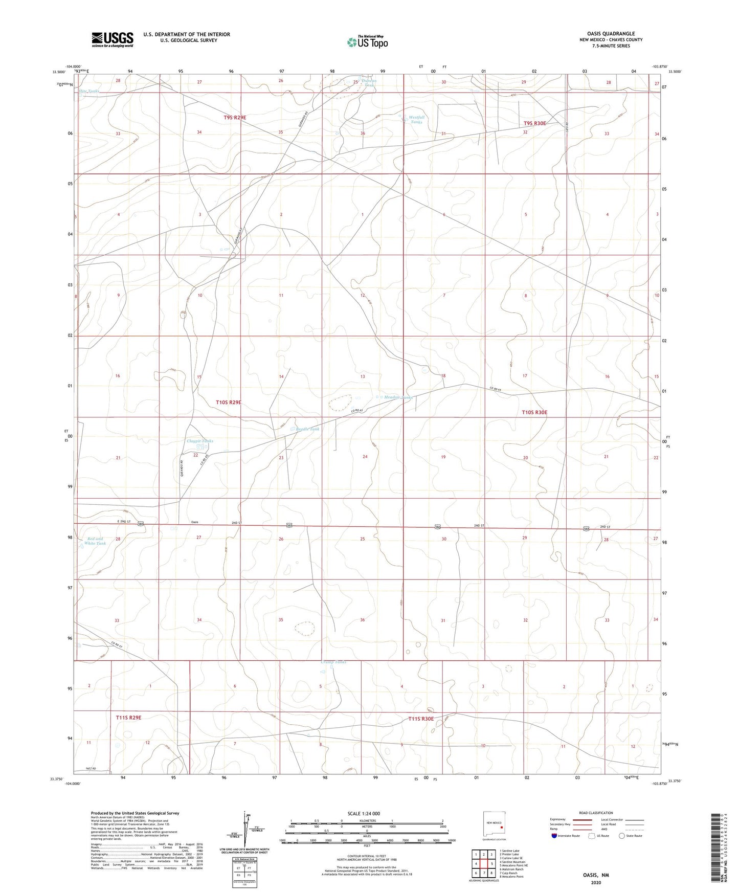 Oasis New Mexico US Topo Map Image