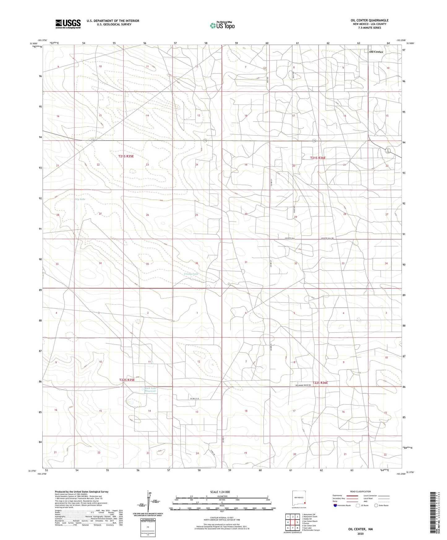 Oil Center New Mexico US Topo Map Image
