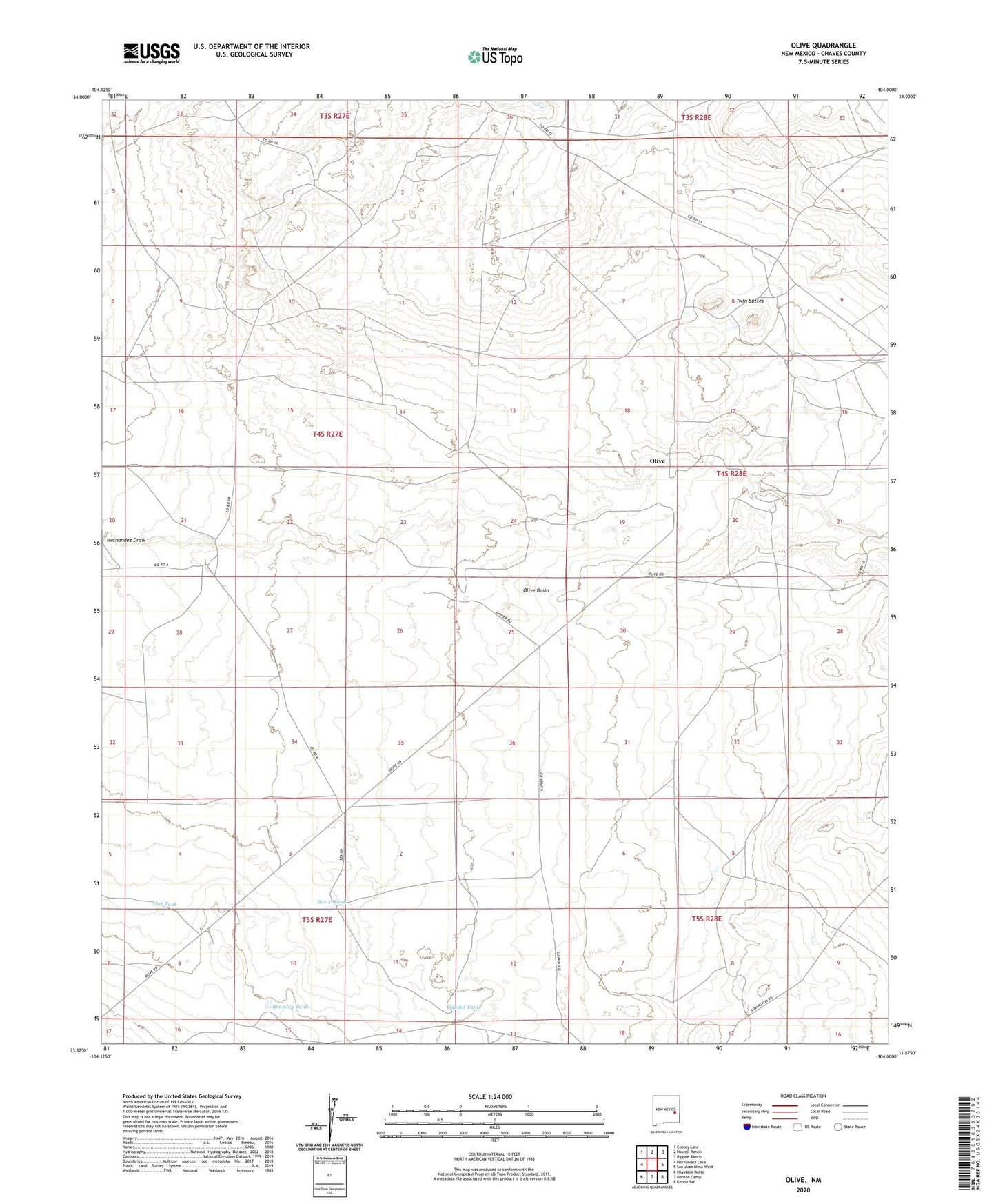 Olive New Mexico US Topo Map Image