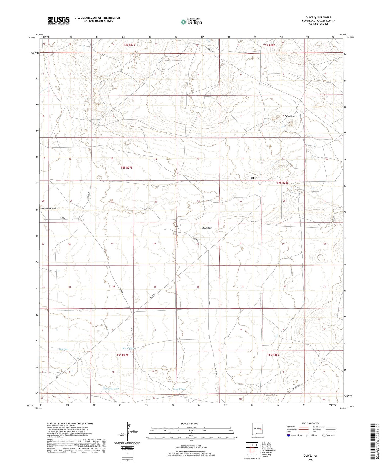 Olive New Mexico US Topo Map Image