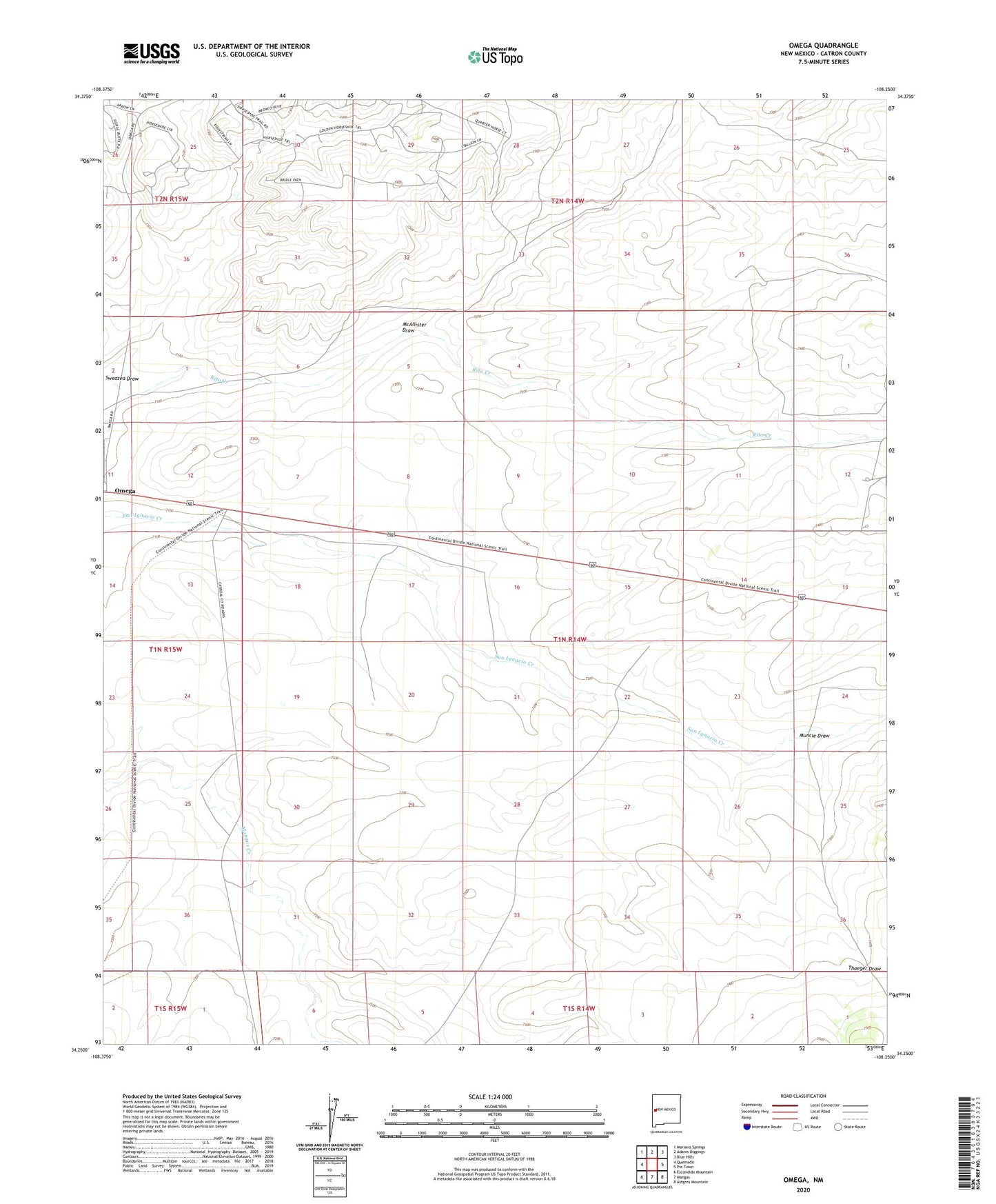 Omega New Mexico US Topo Map Image