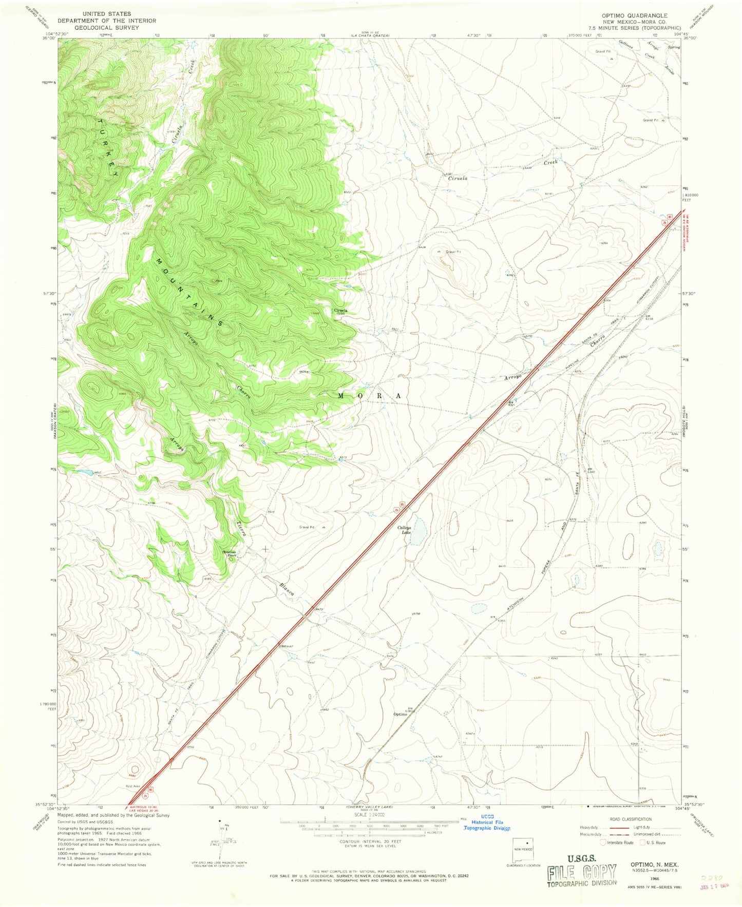 Classic USGS Optimo New Mexico 7.5'x7.5' Topo Map Image