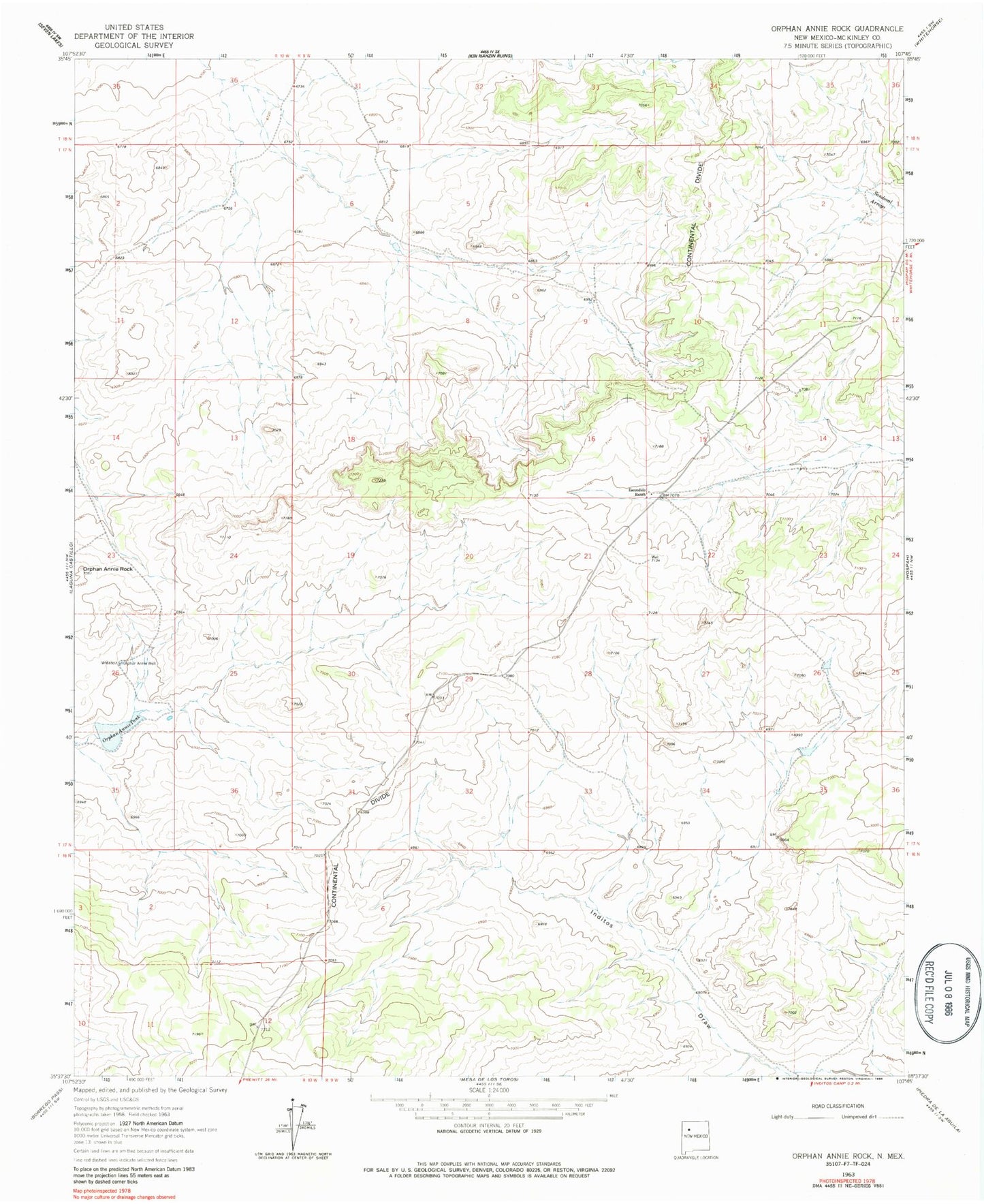 Classic USGS Orphan Annie Rock New Mexico 7.5'x7.5' Topo Map Image