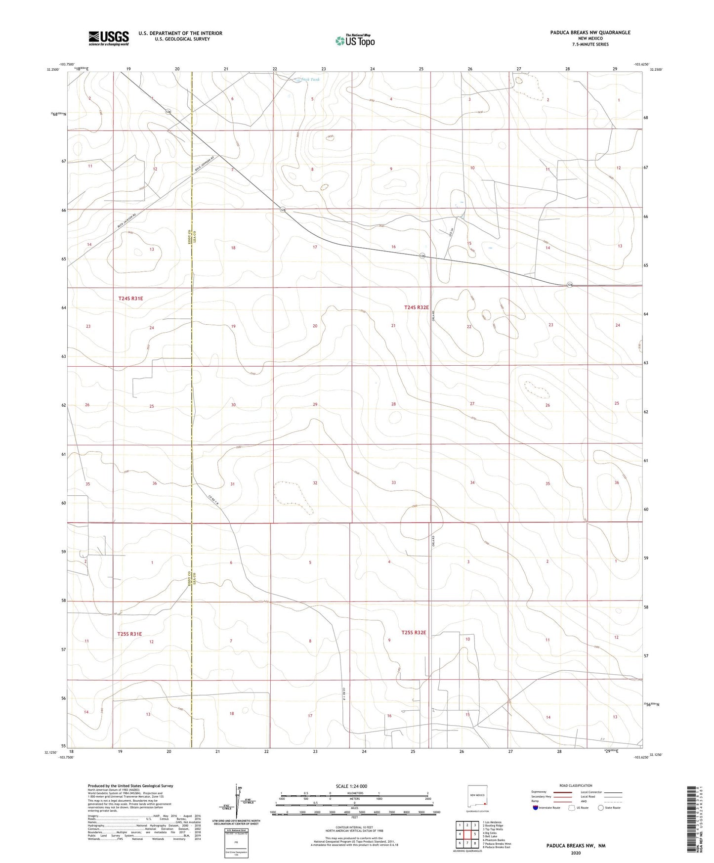 Paduca Breaks NW New Mexico US Topo Map Image