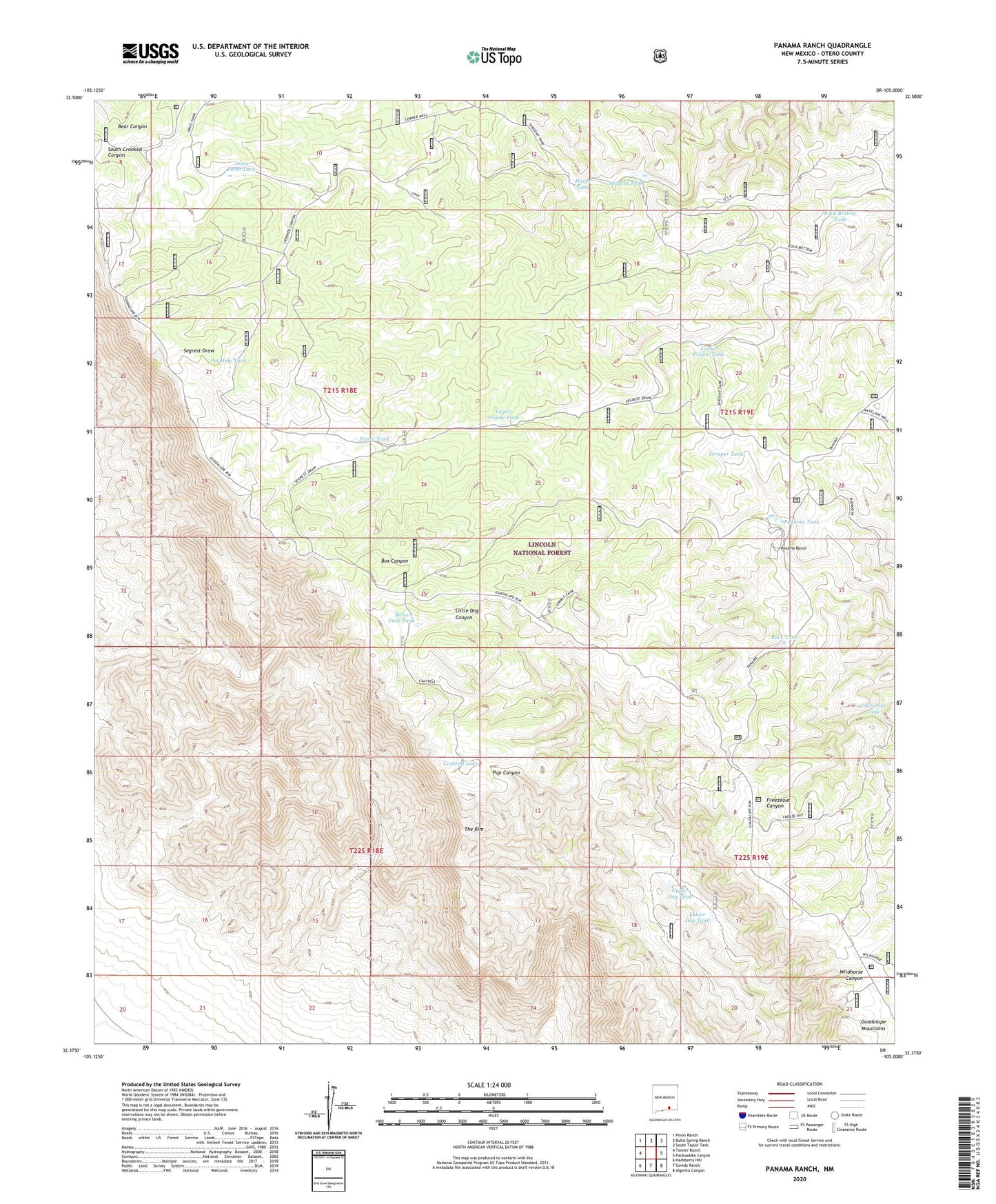 Panama Ranch New Mexico US Topo Map Image