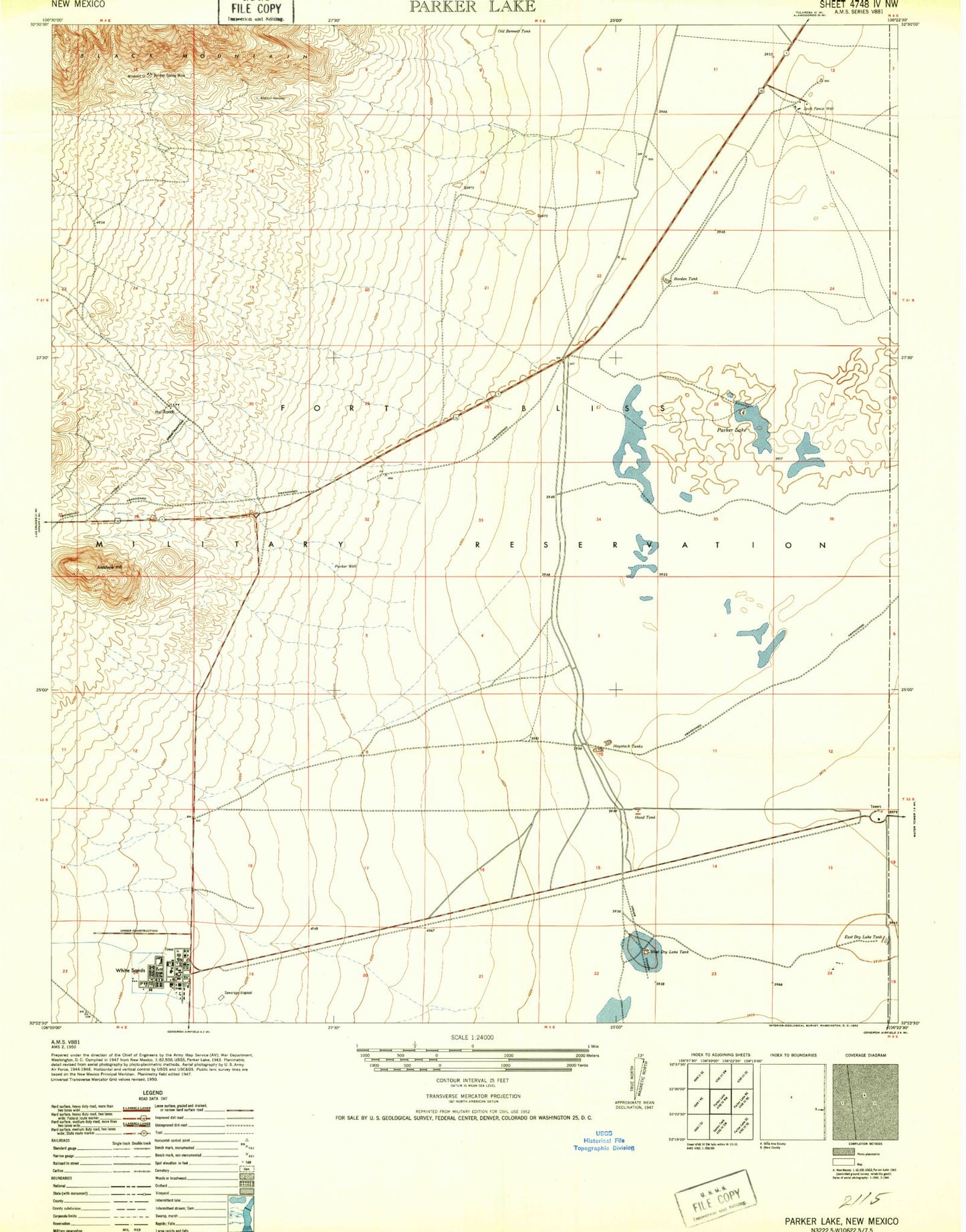 Classic USGS White Sands New Mexico 7.5'x7.5' Topo Map Image