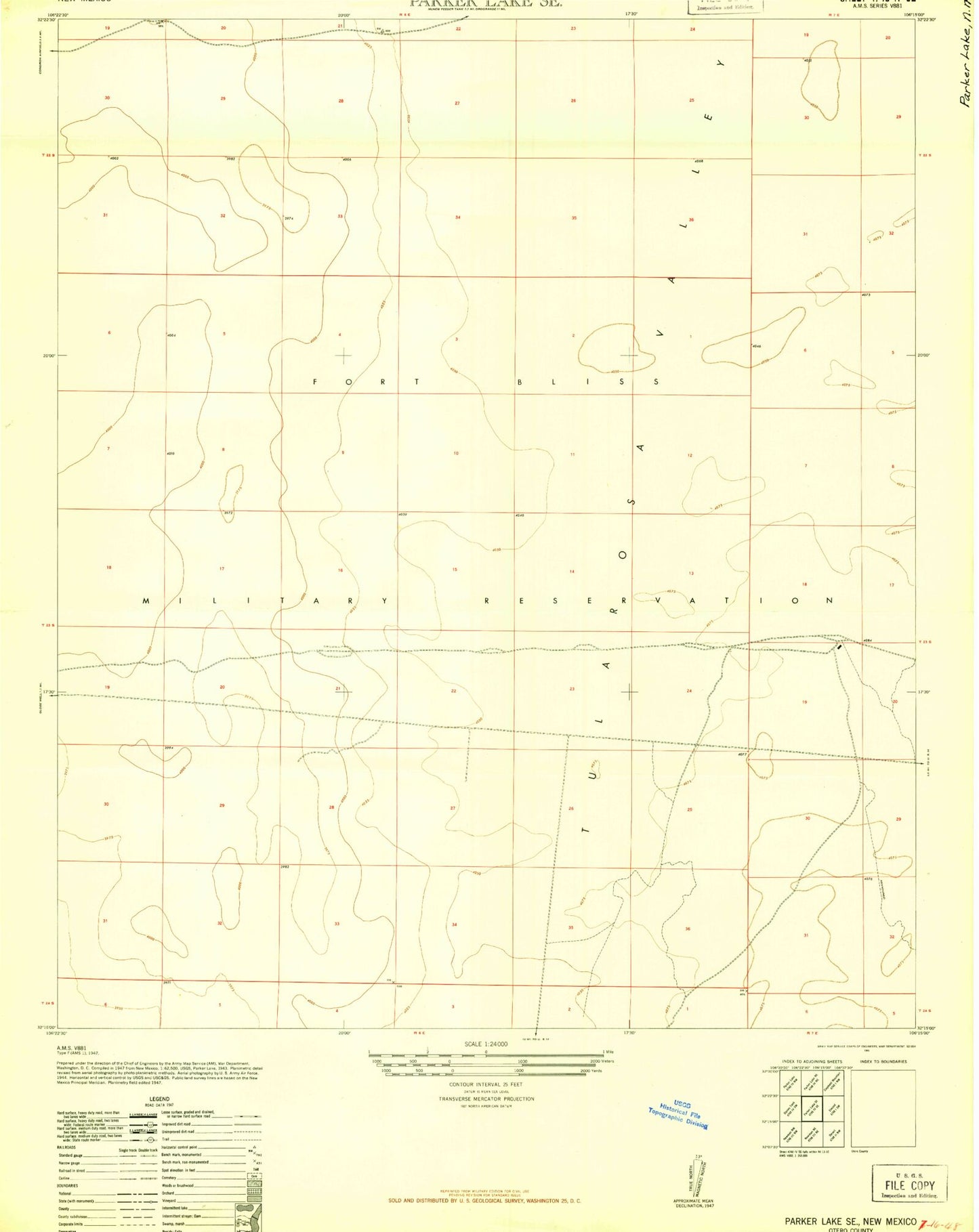 Classic USGS White Sands SE New Mexico 7.5'x7.5' Topo Map Image