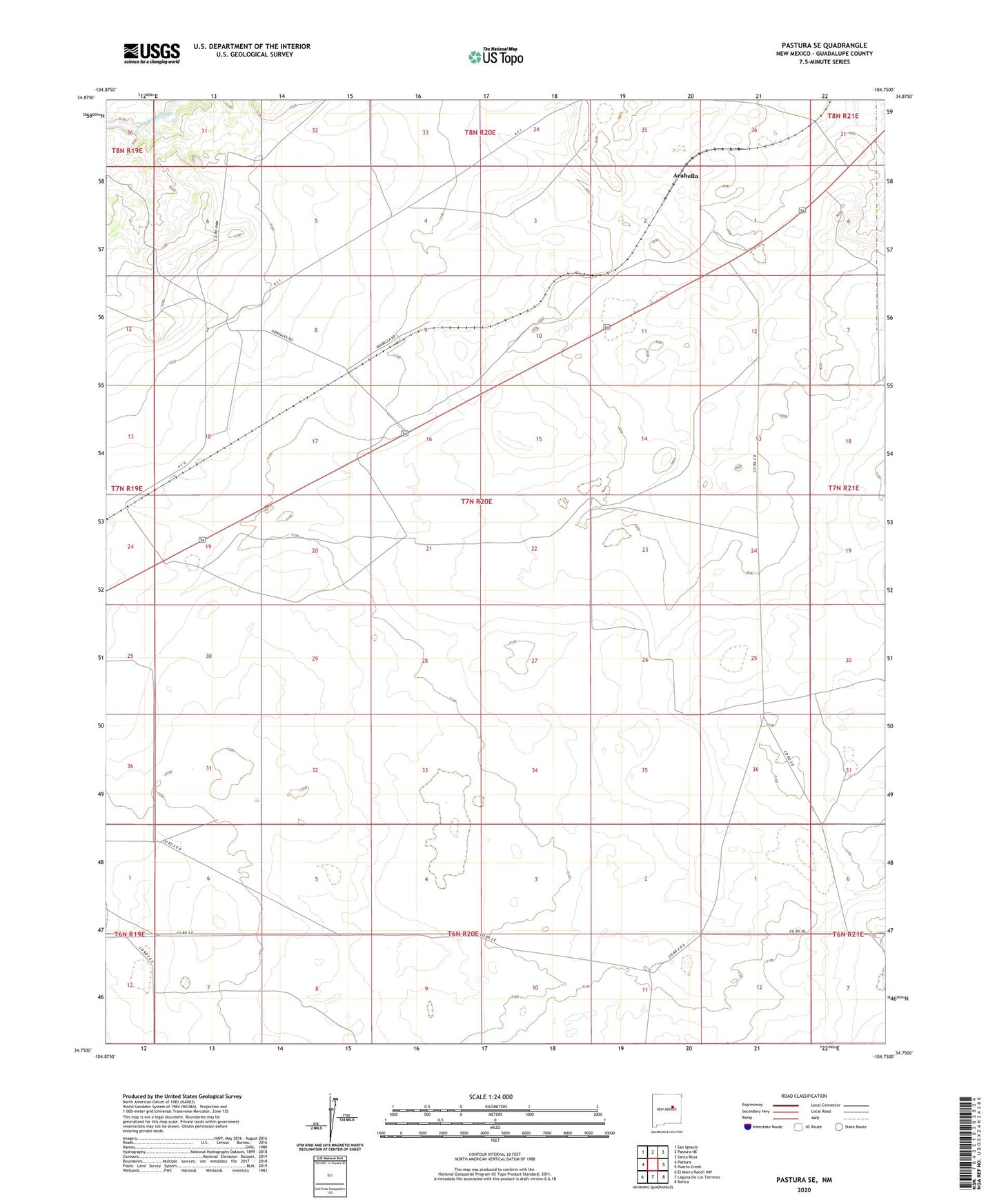 Pastura SE New Mexico US Topo Map Image