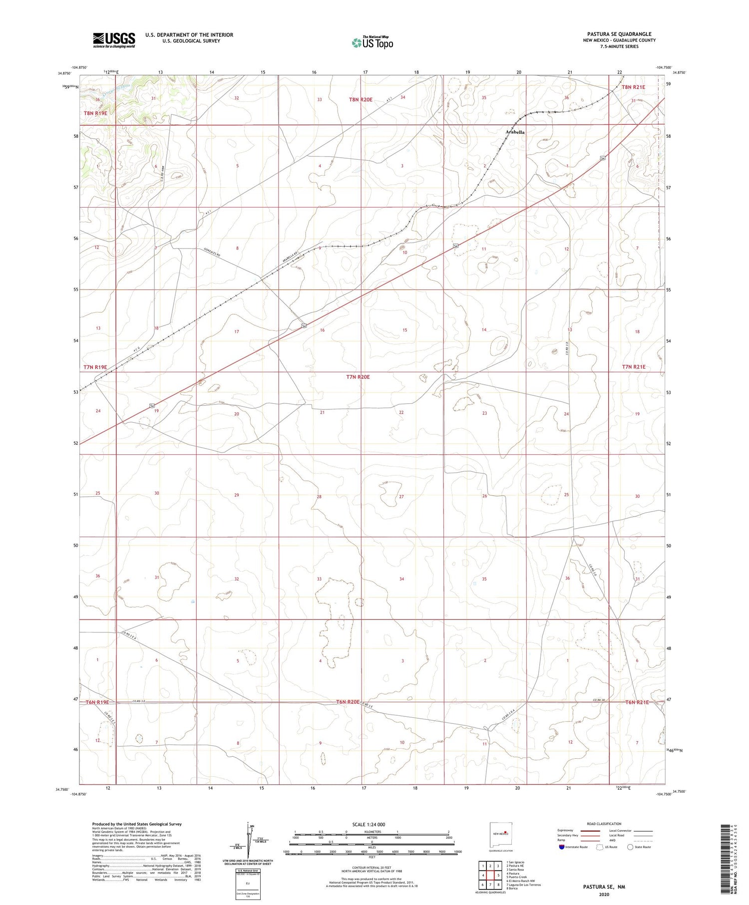 Pastura SE New Mexico US Topo Map Image
