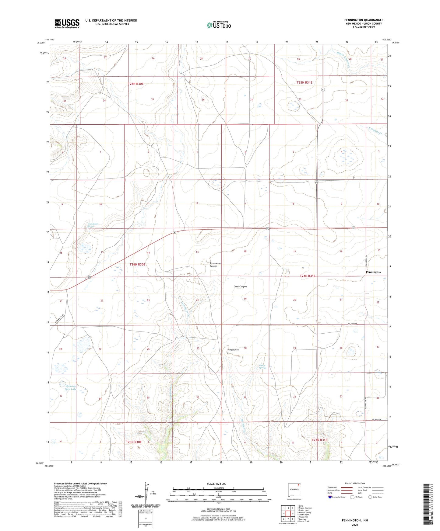Pennington New Mexico US Topo Map Image