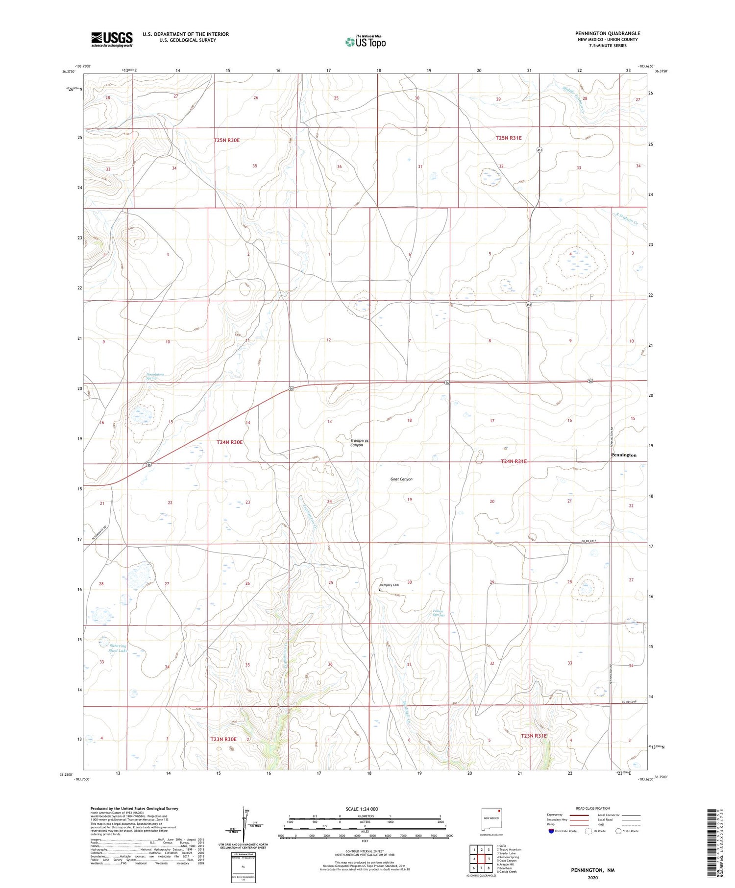 Pennington New Mexico US Topo Map Image