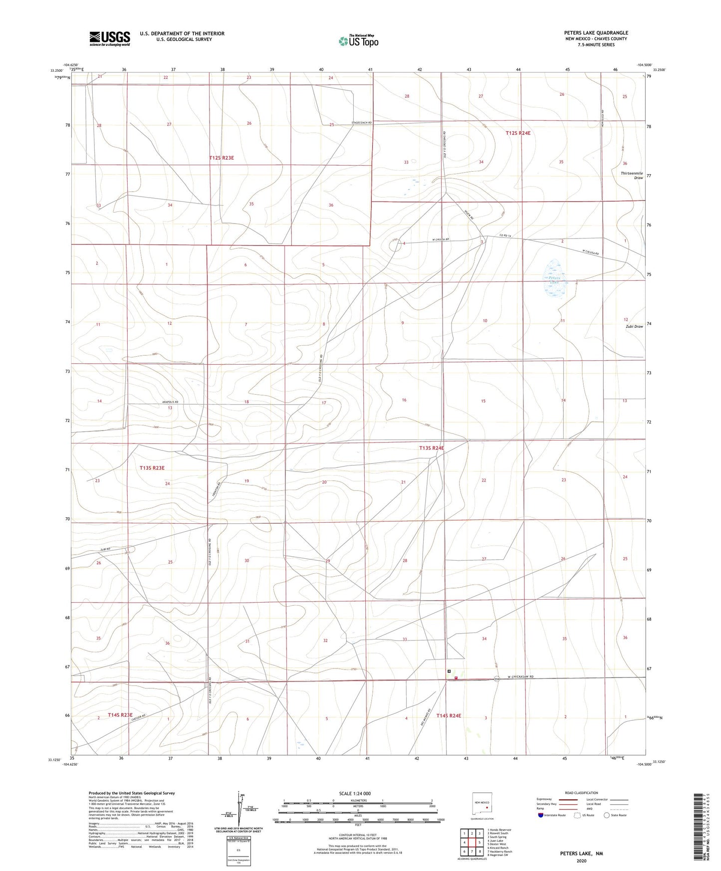 Peters Lake New Mexico US Topo Map Image