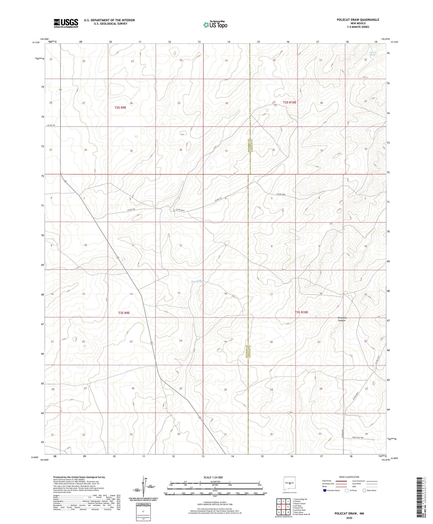 Polecat Draw New Mexico US Topo Map Image