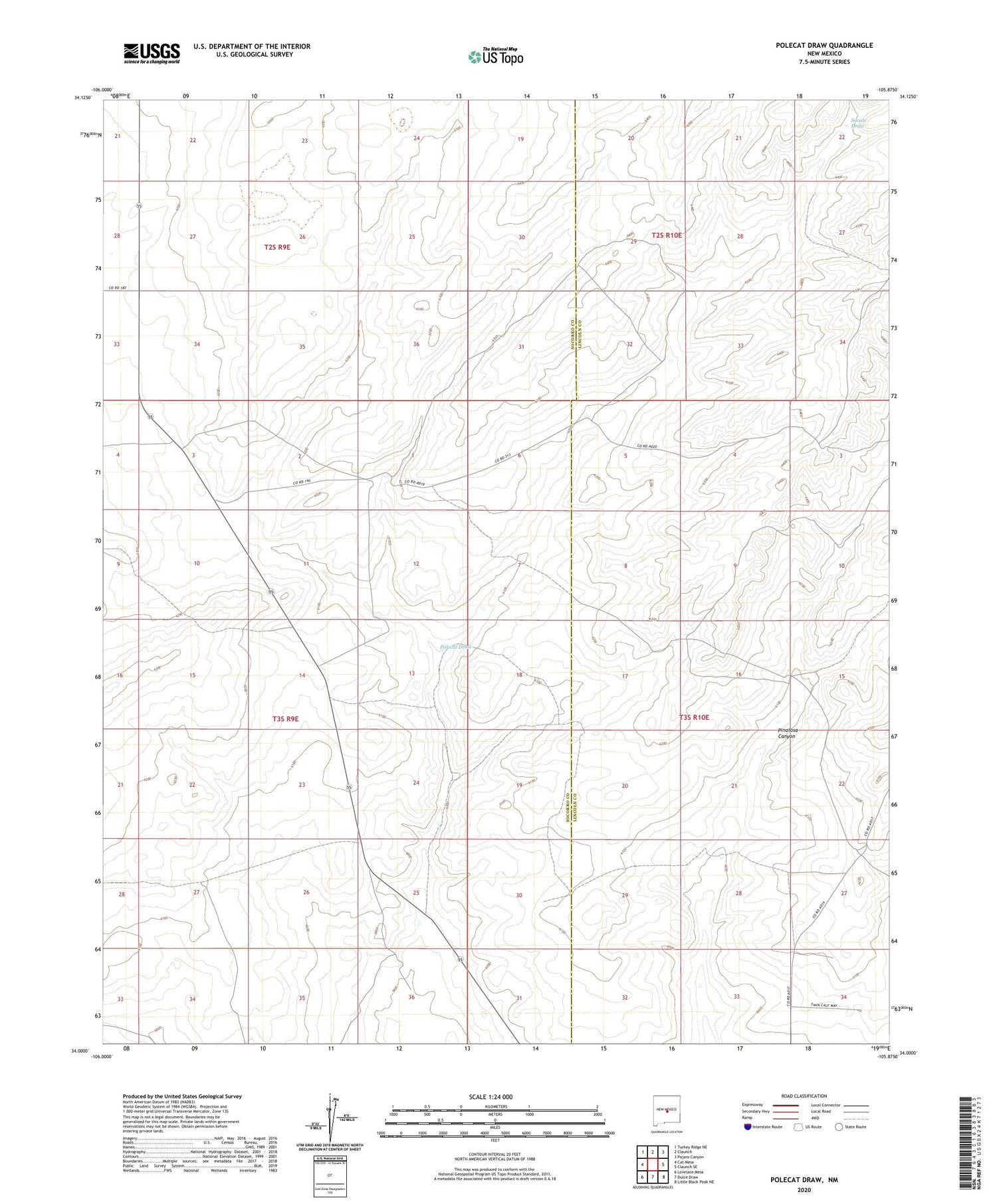 Polecat Draw New Mexico US Topo Map Image