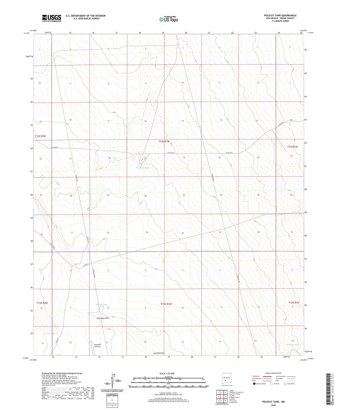Polecat Tank New Mexico US Topo Map Image