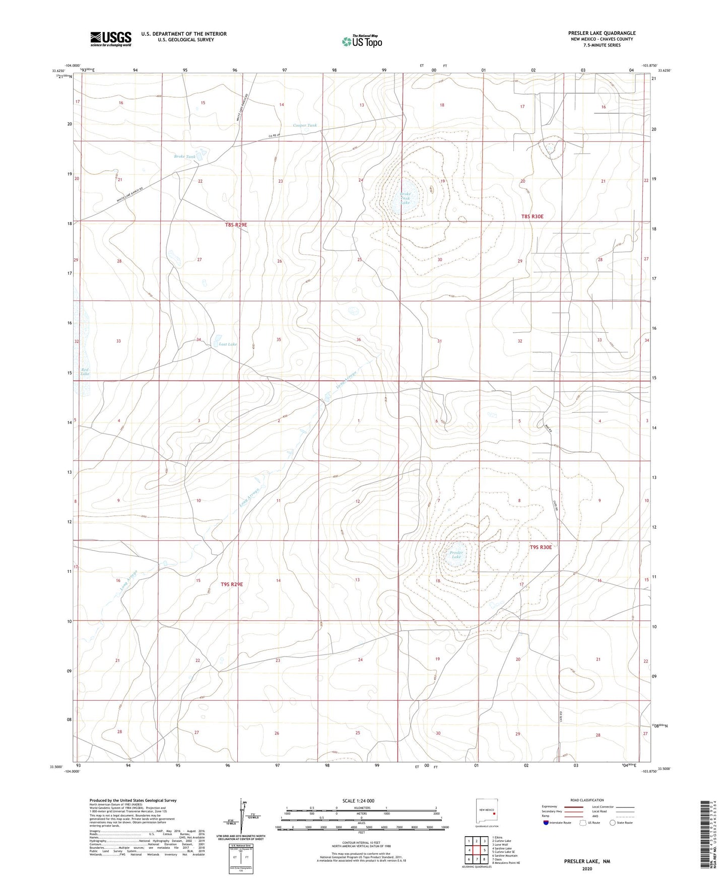 Presler Lake New Mexico US Topo Map Image