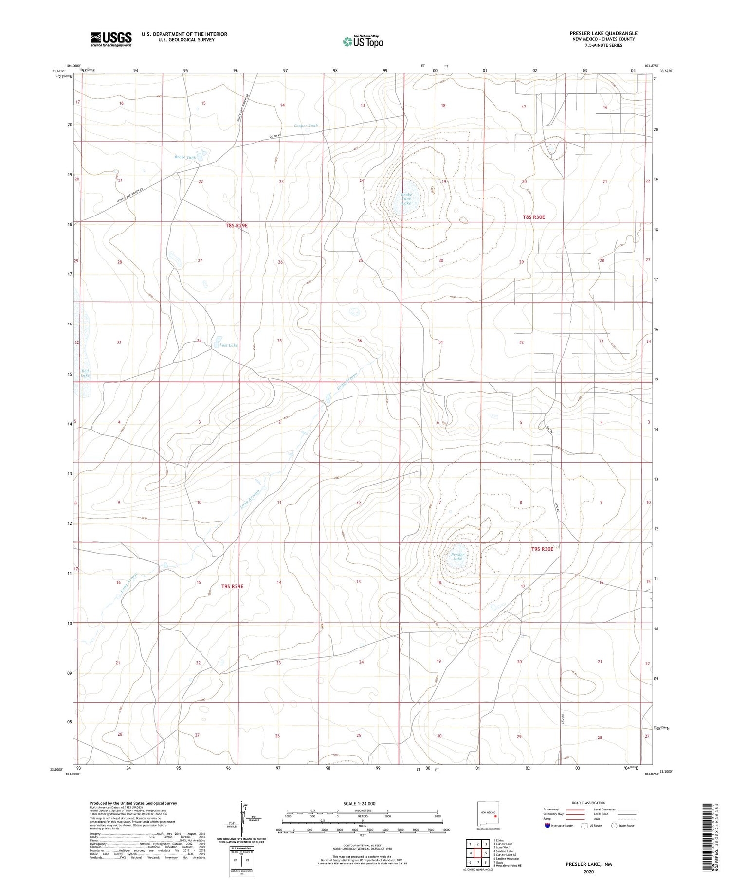 Presler Lake New Mexico US Topo Map Image