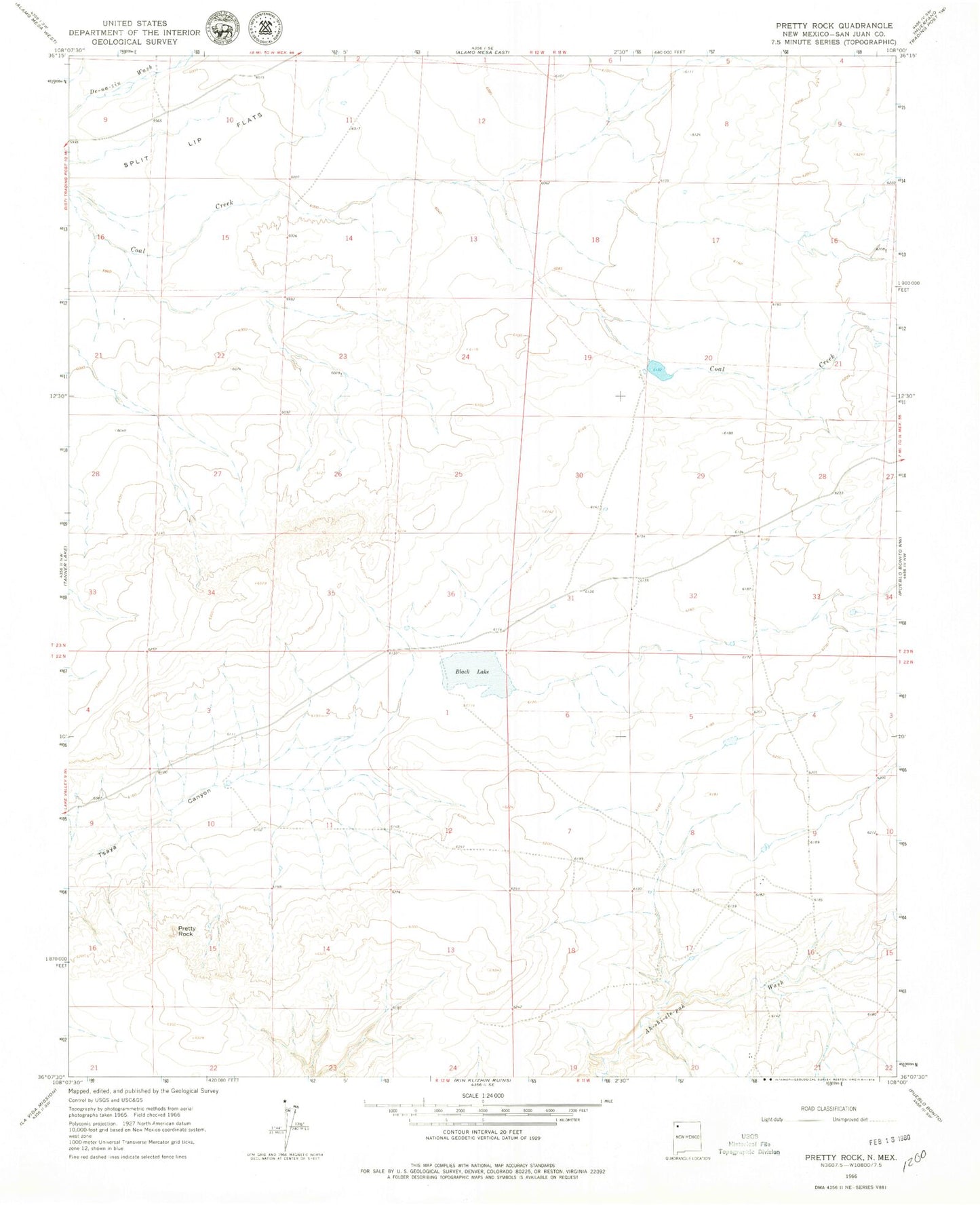 Classic USGS Pretty Rock New Mexico 7.5'x7.5' Topo Map Image