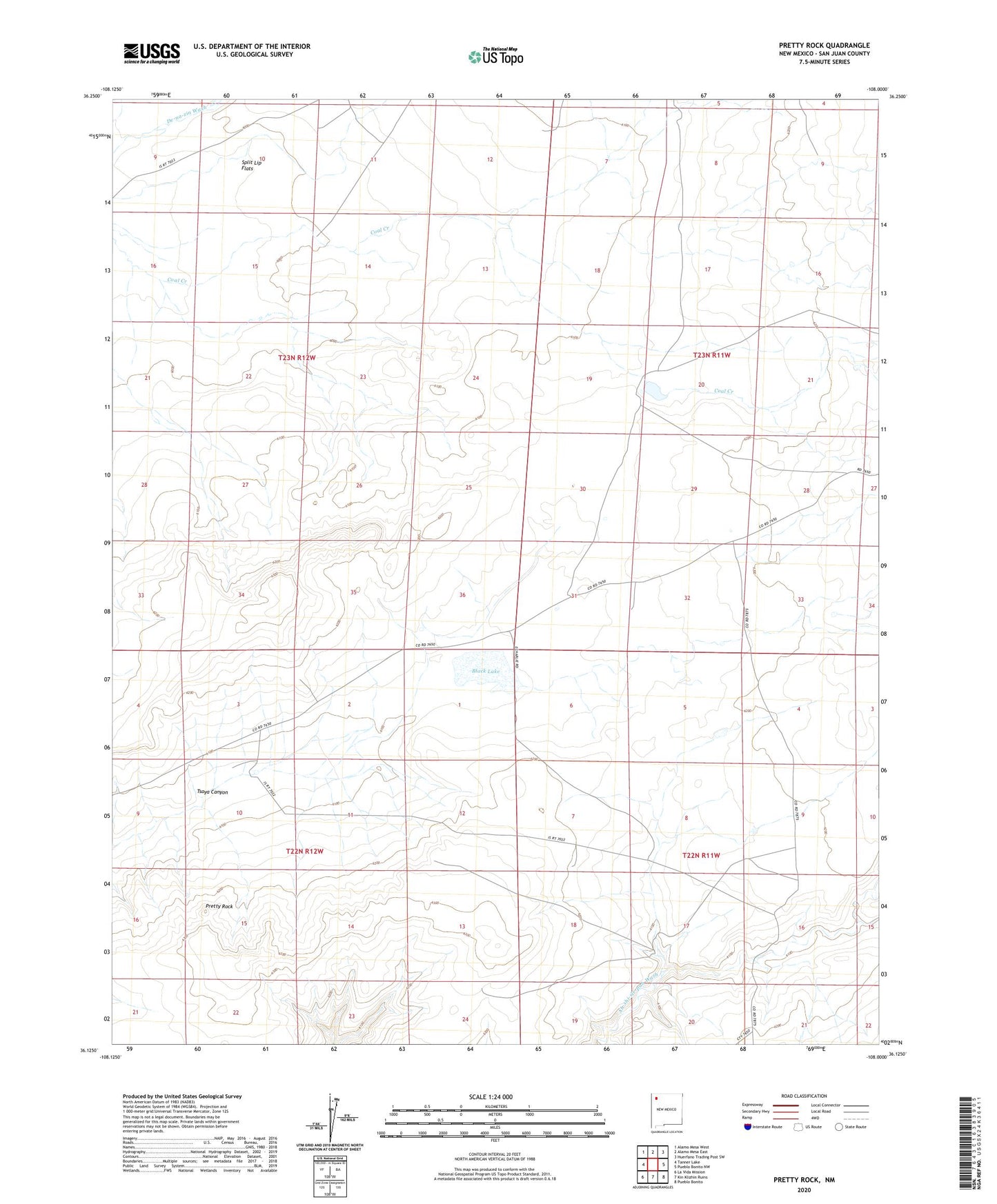 Pretty Rock New Mexico US Topo Map Image