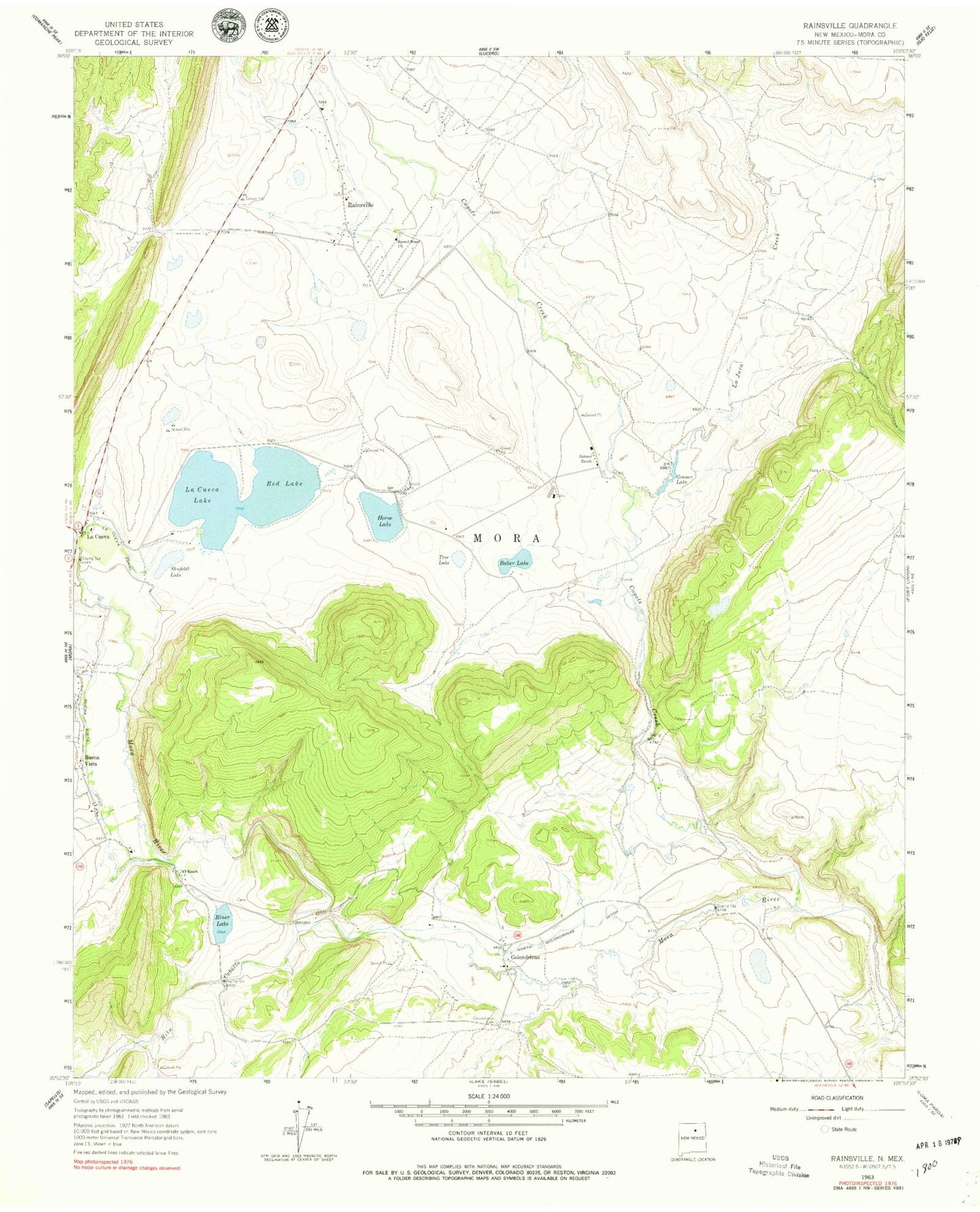 Classic USGS Rainsville New Mexico 7.5'x7.5' Topo Map Image