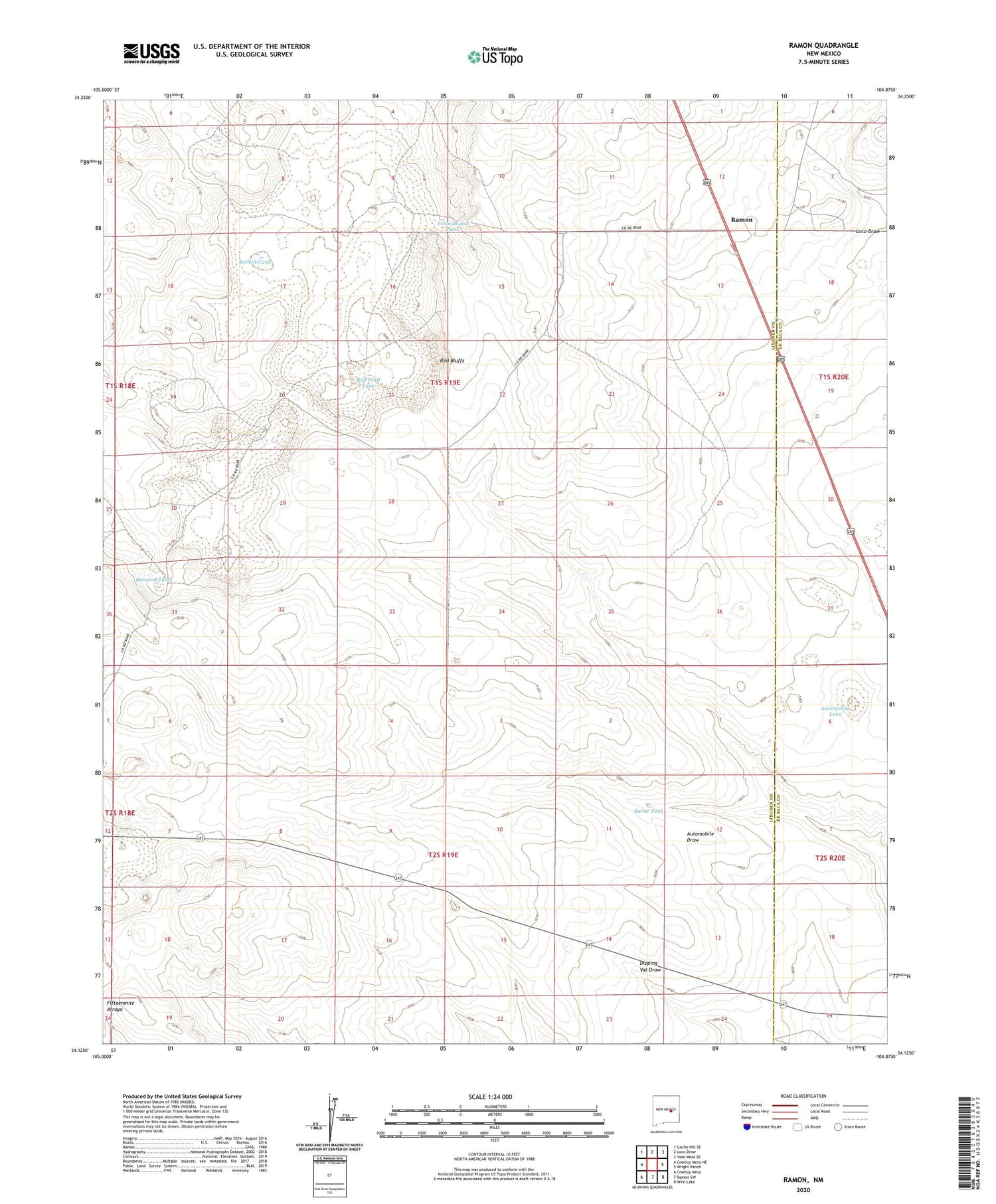 Ramon New Mexico US Topo Map Image