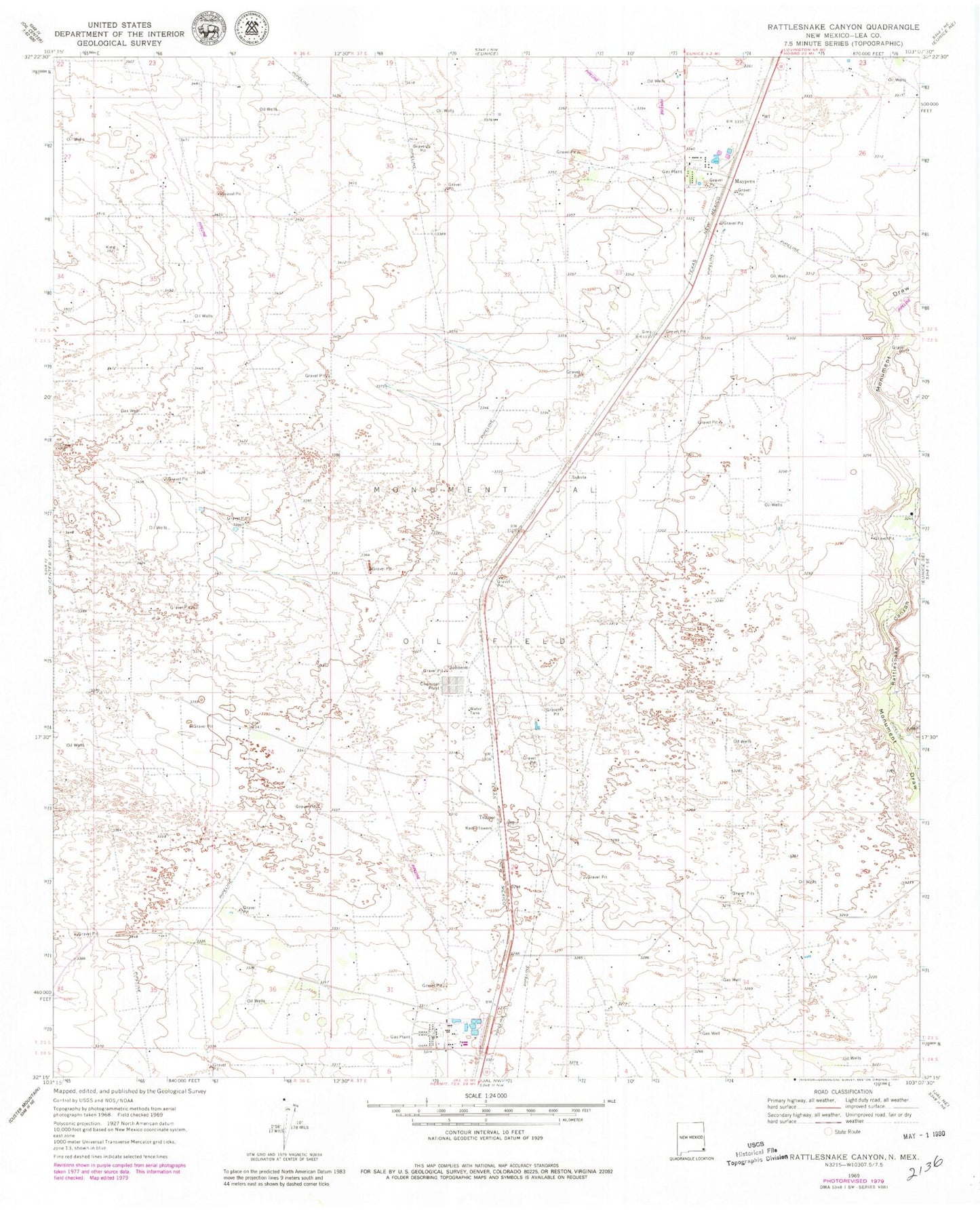 Classic USGS Rattlesnake Canyon New Mexico 7.5'x7.5' Topo Map Image