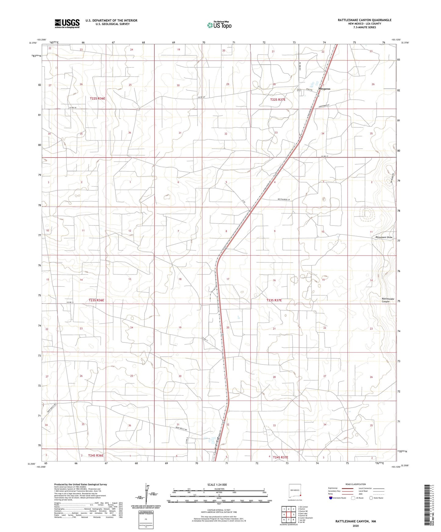Rattlesnake Canyon New Mexico US Topo Map Image