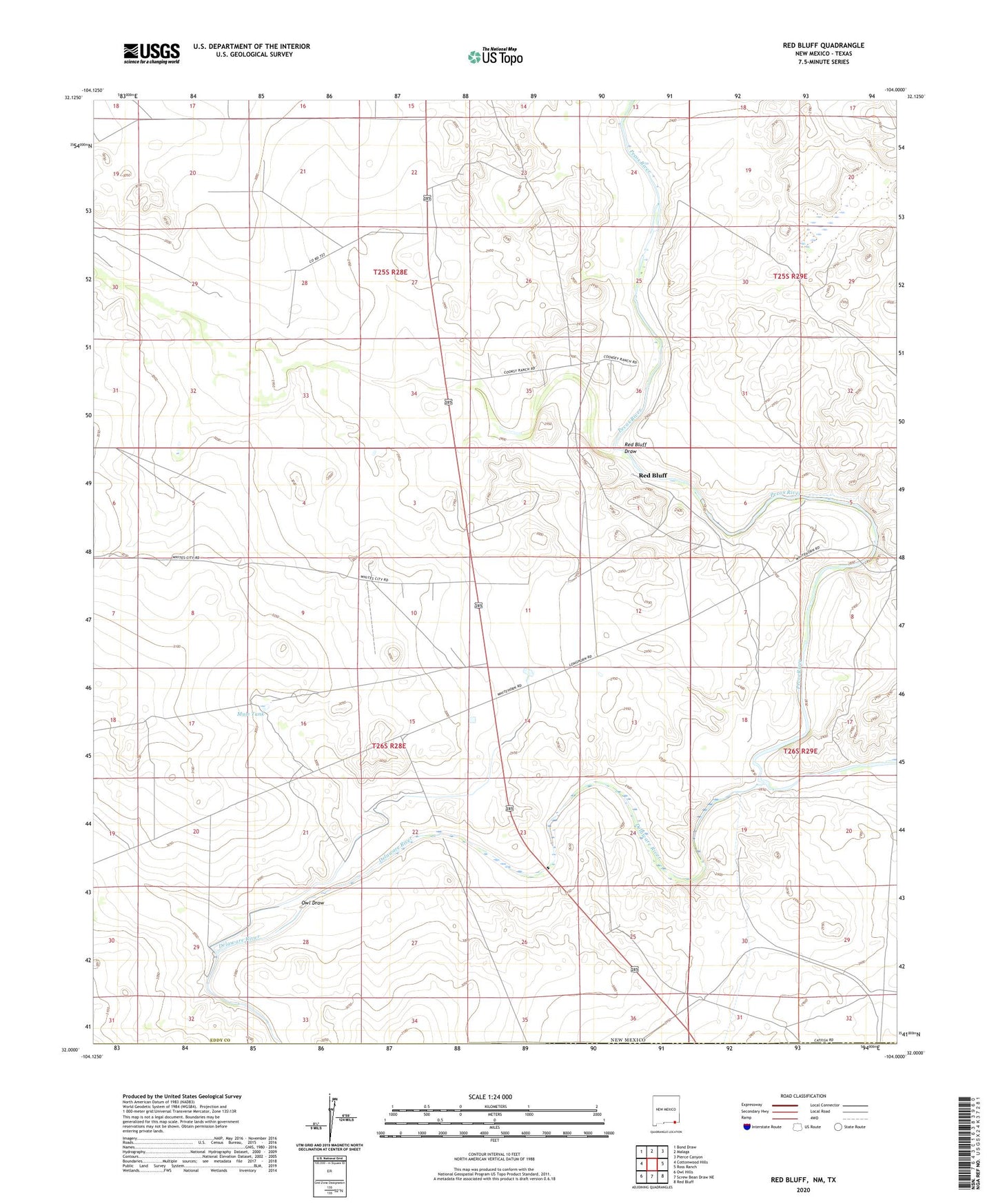Red Bluff New Mexico US Topo Map Image