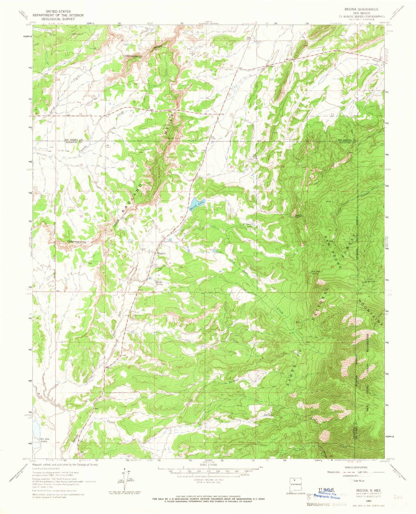 Classic USGS Regina New Mexico 7.5'x7.5' Topo Map Image