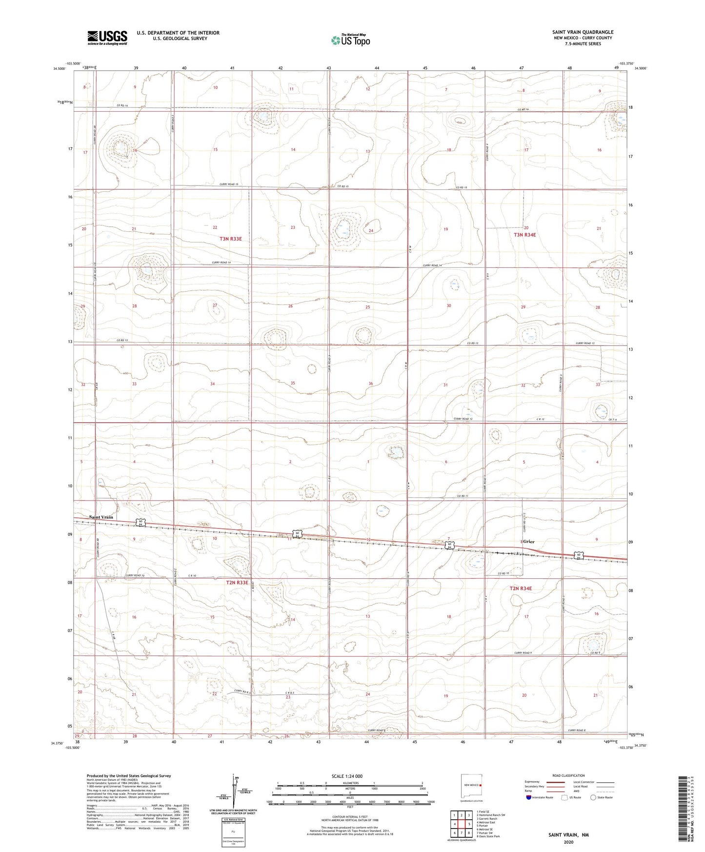 Saint Vrain New Mexico US Topo Map Image