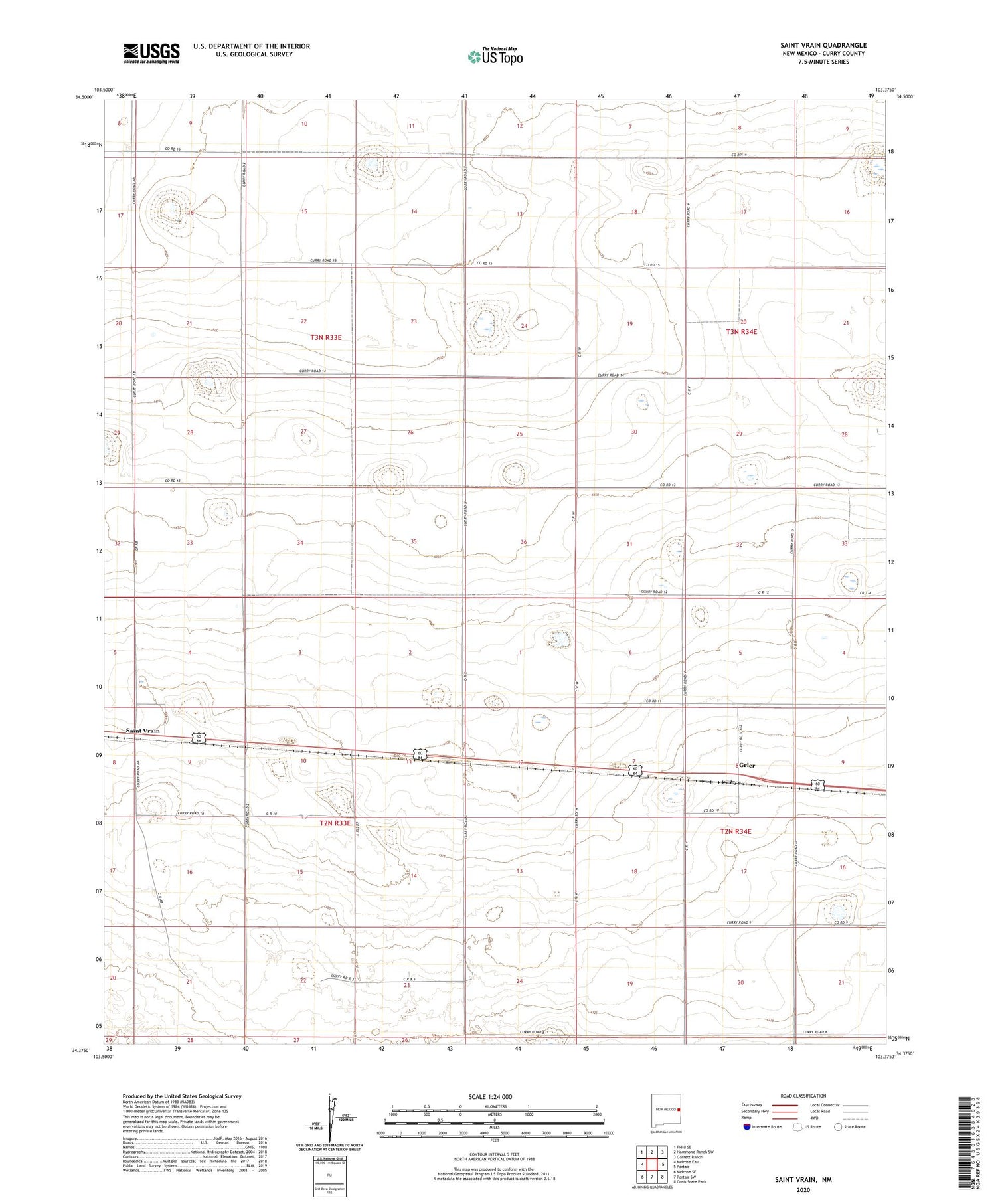 Saint Vrain New Mexico US Topo Map Image