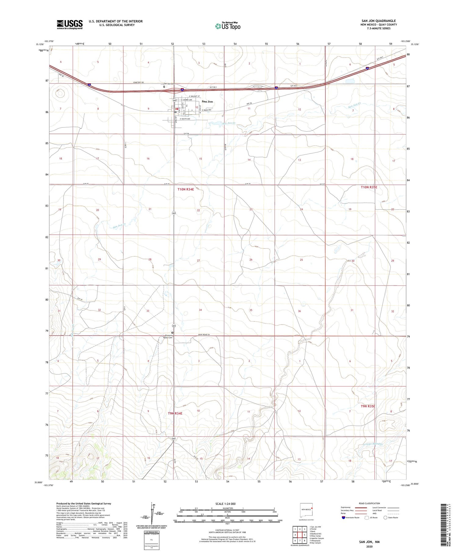 San Jon New Mexico US Topo Map Image