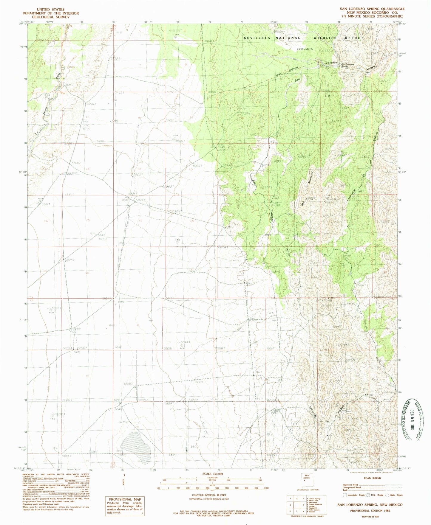 Classic USGS San Lorenzo Spring New Mexico 7.5'x7.5' Topo Map Image