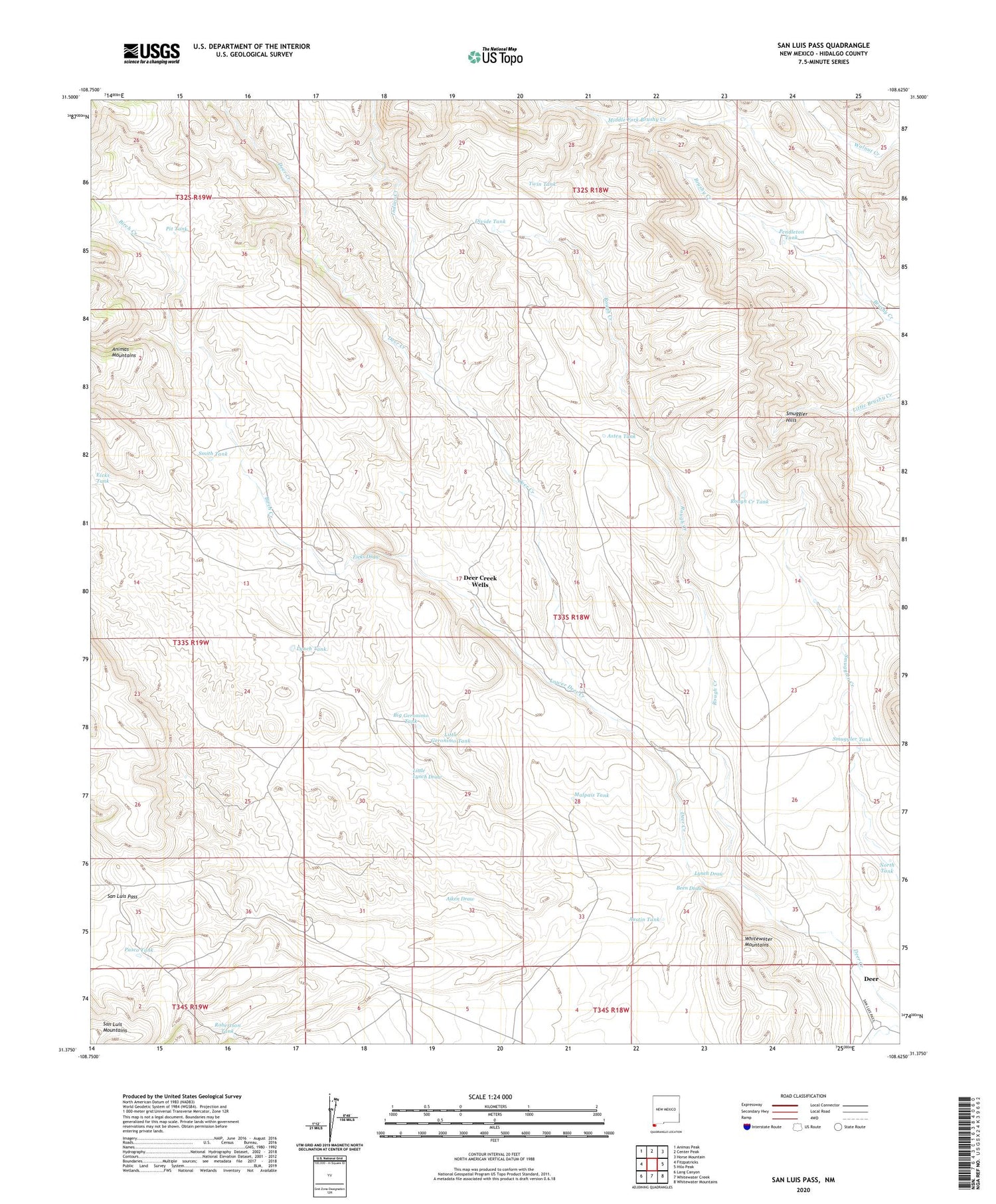 San Luis Pass New Mexico US Topo Map Image