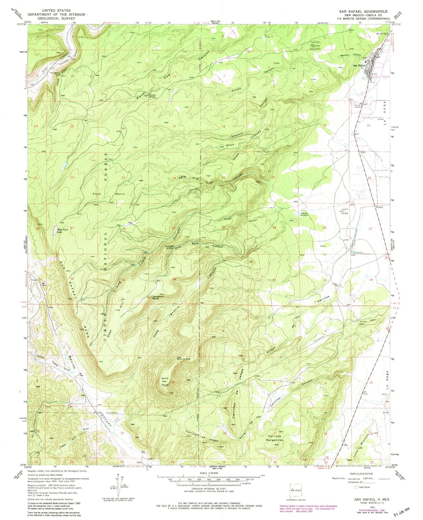 Classic USGS San Rafael New Mexico 7.5'x7.5' Topo Map Image