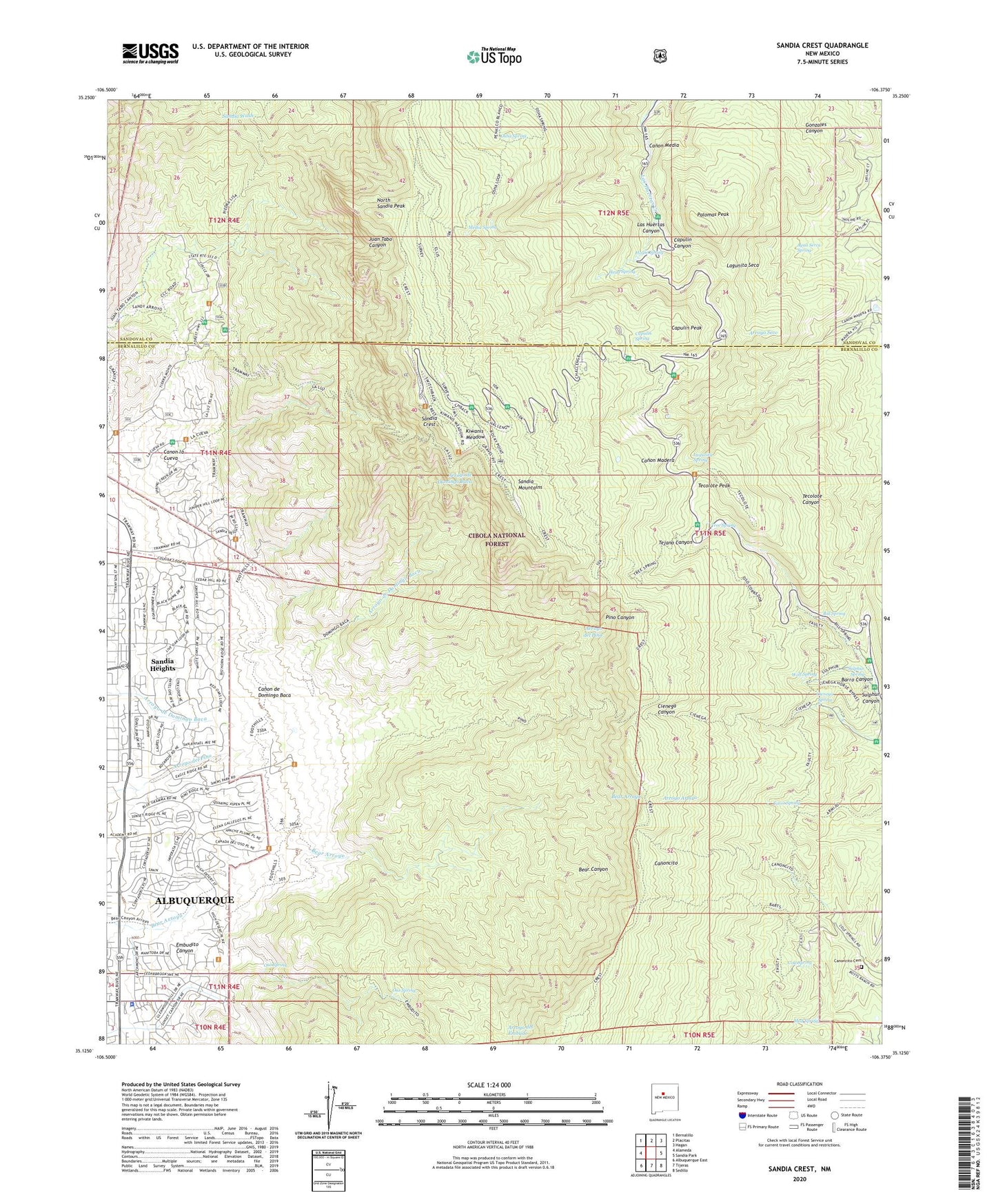 Sandia Crest New Mexico US Topo Map Image