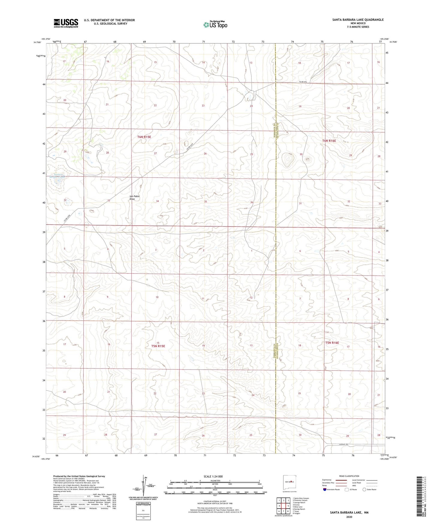 Santa Barbara Lake New Mexico US Topo Map Image