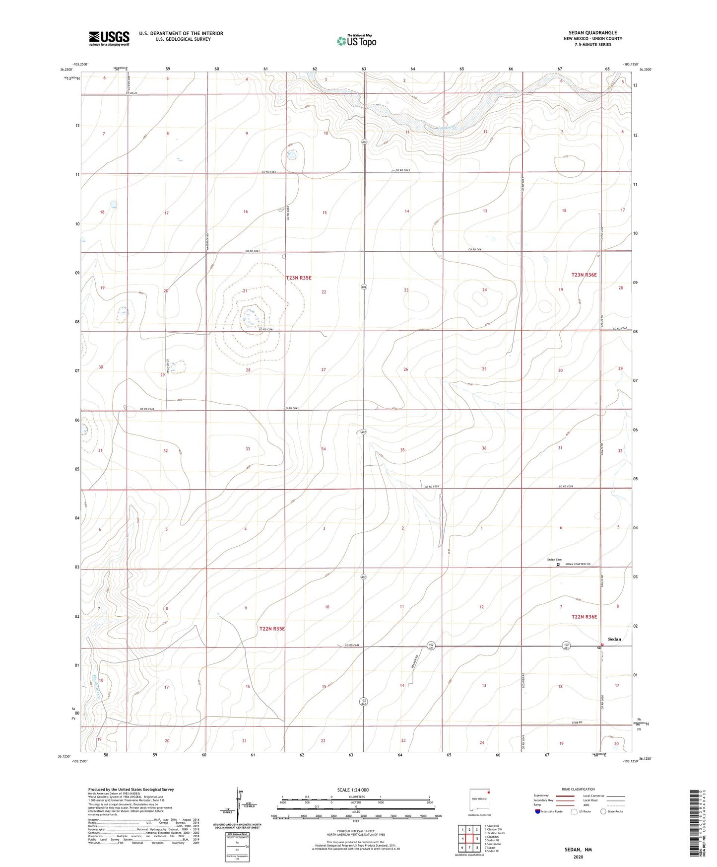Sedan New Mexico US Topo Map Image