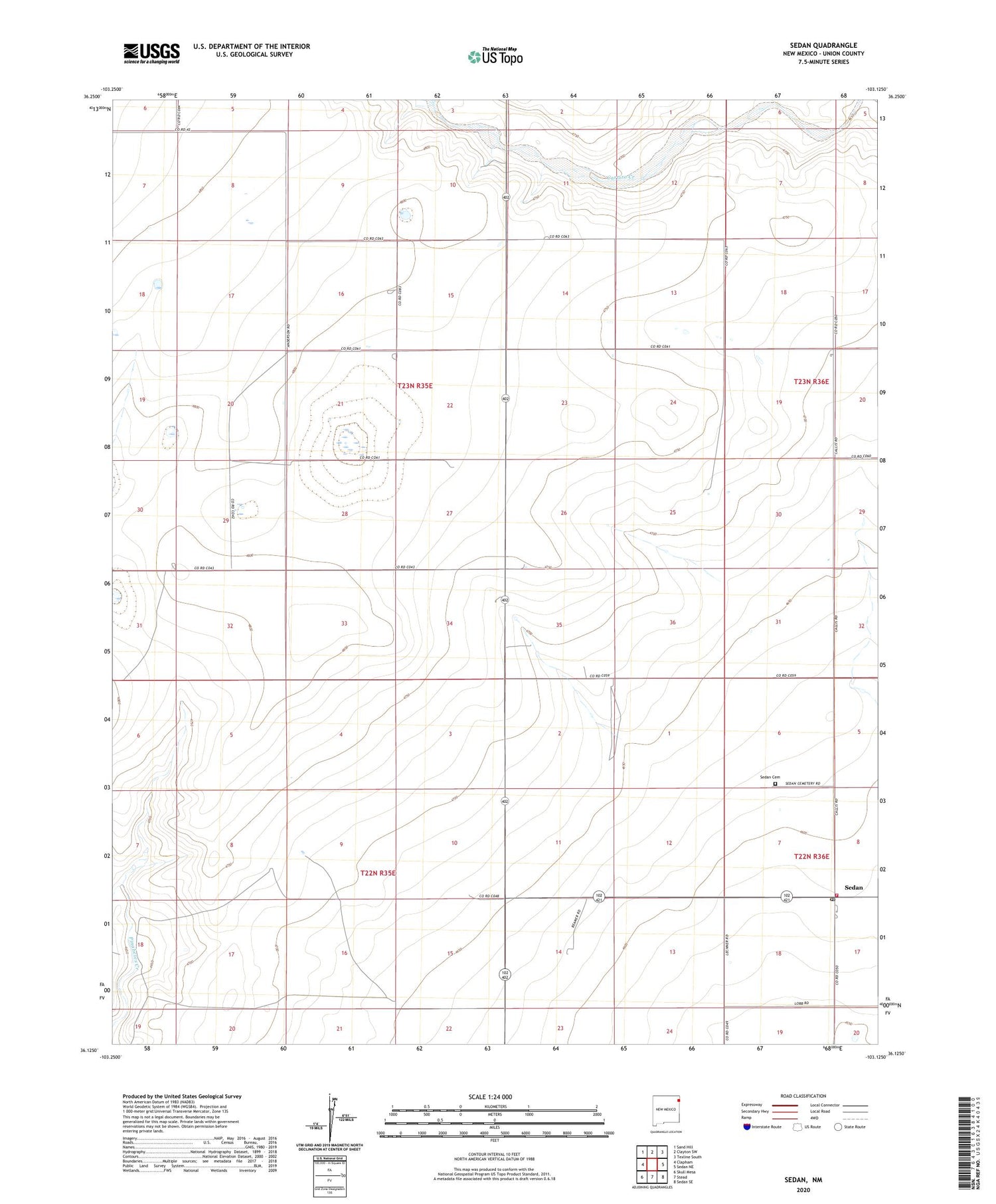 Sedan New Mexico US Topo Map Image