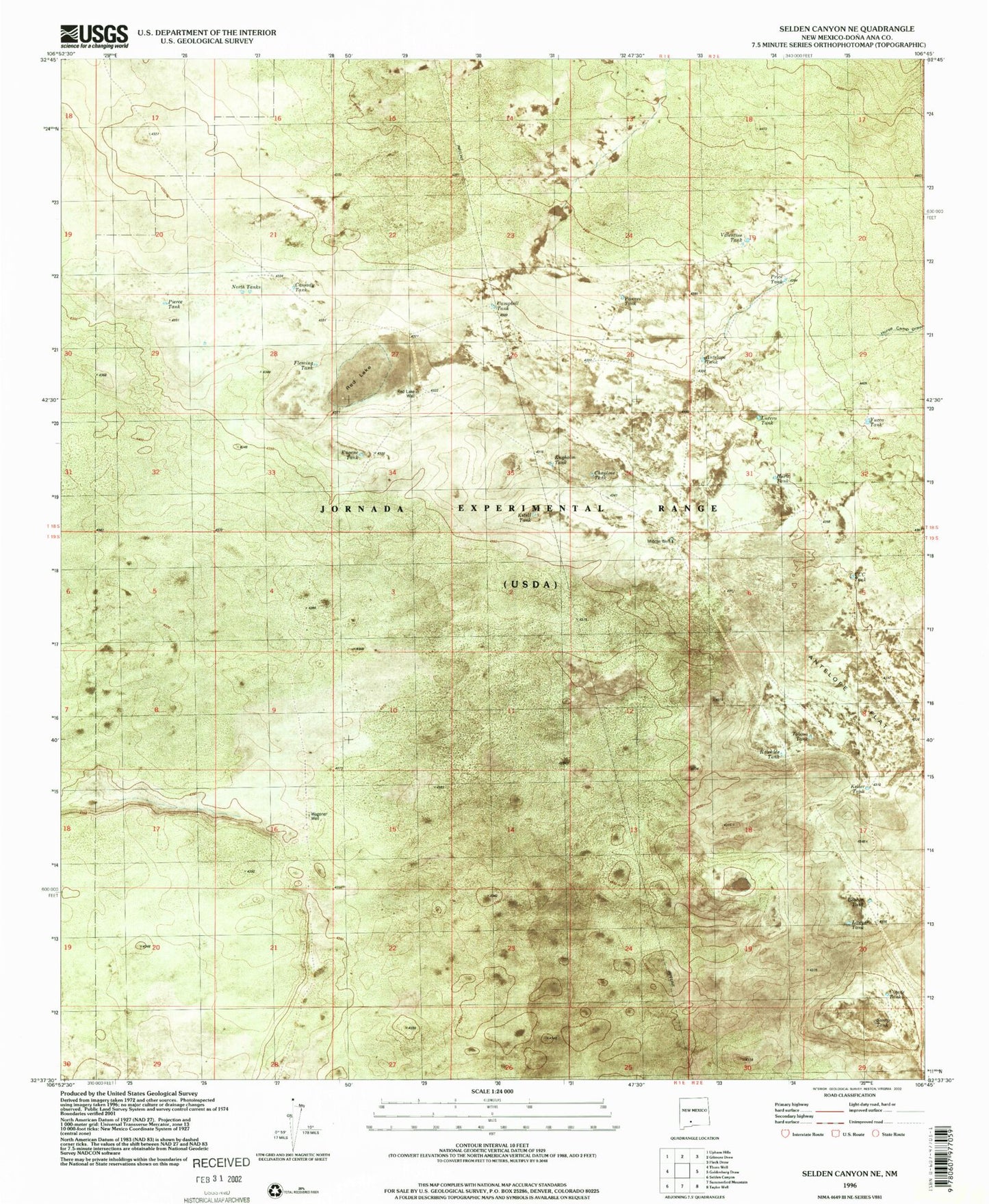 Classic USGS Selden Canyon NE New Mexico 7.5'x7.5' Topo Map Image