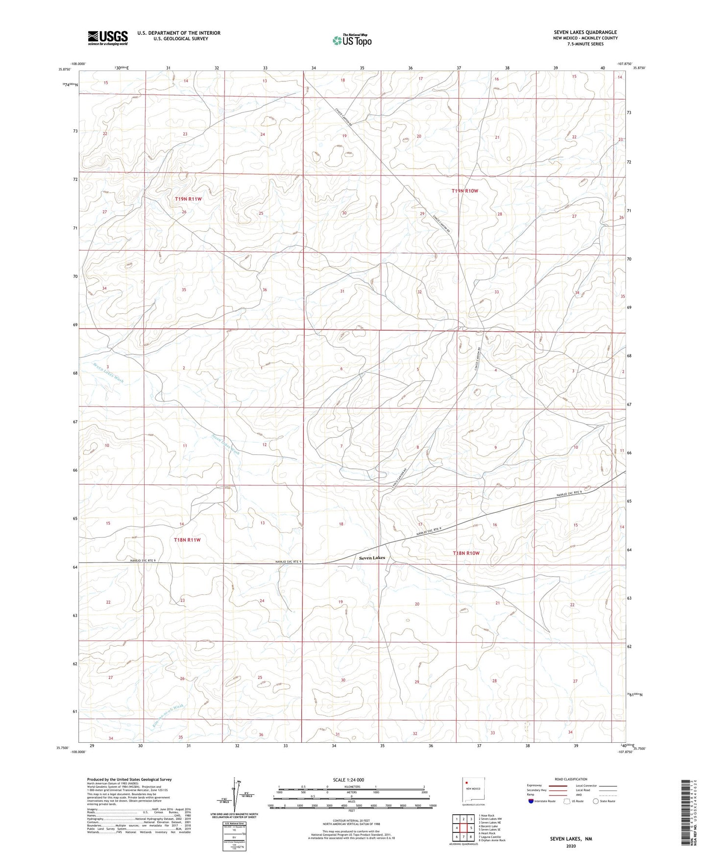 Seven Lakes New Mexico US Topo Map Image