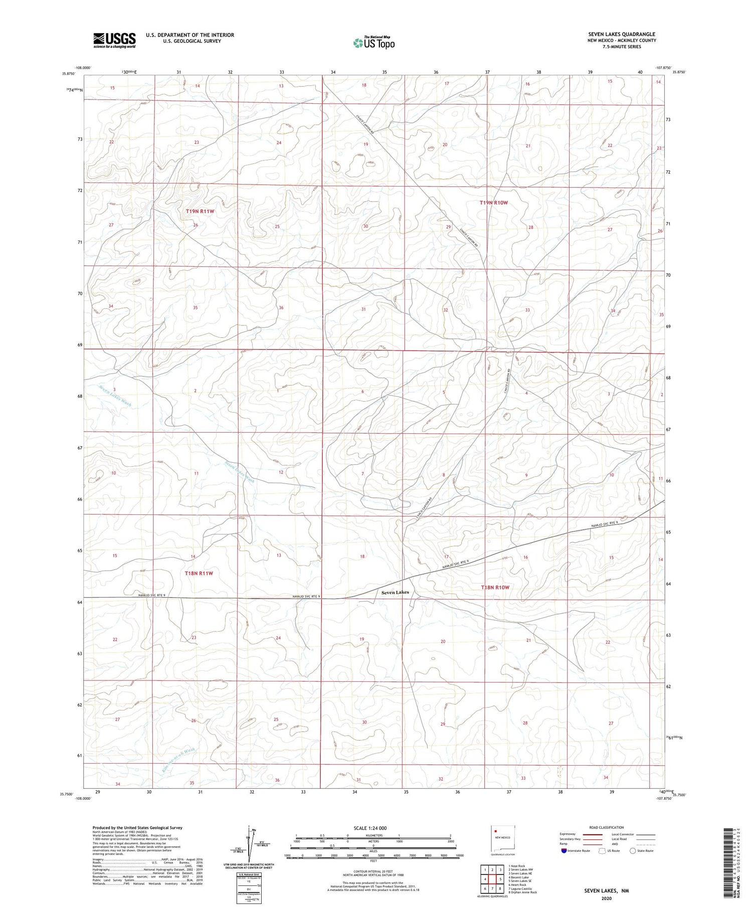 Seven Lakes New Mexico US Topo Map Image