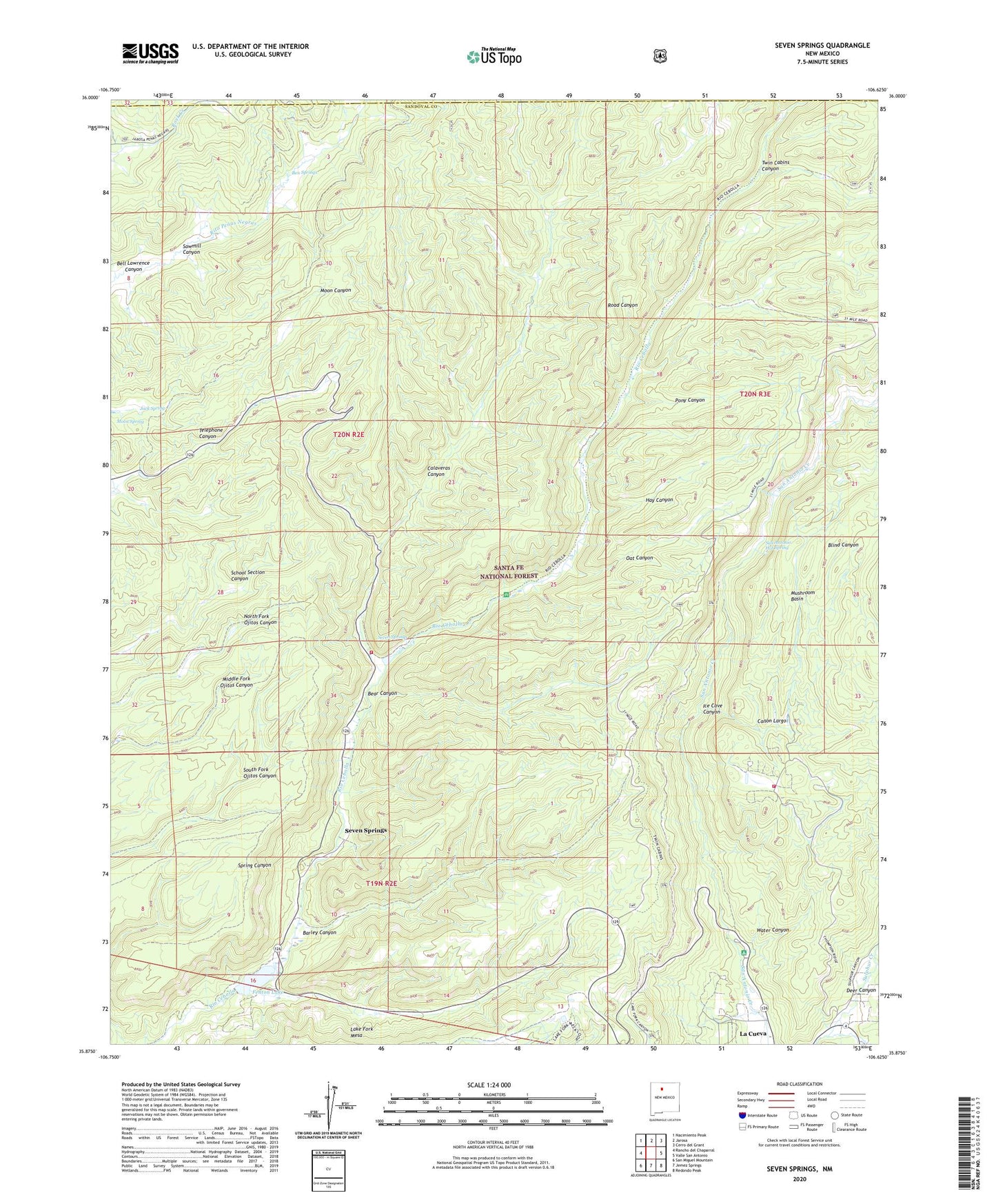Seven Springs New Mexico US Topo Map Image