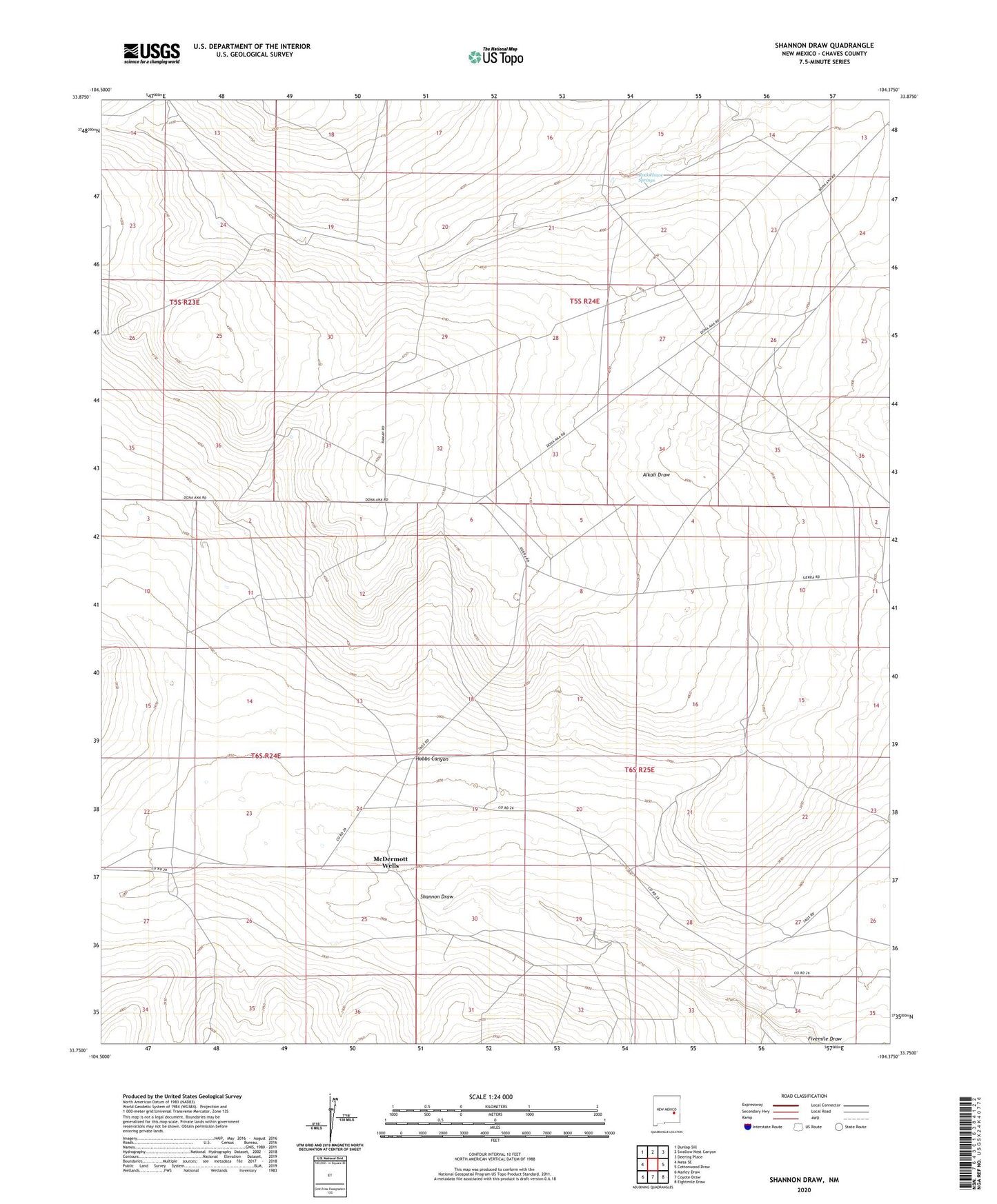 Shannon Draw New Mexico US Topo Map Image