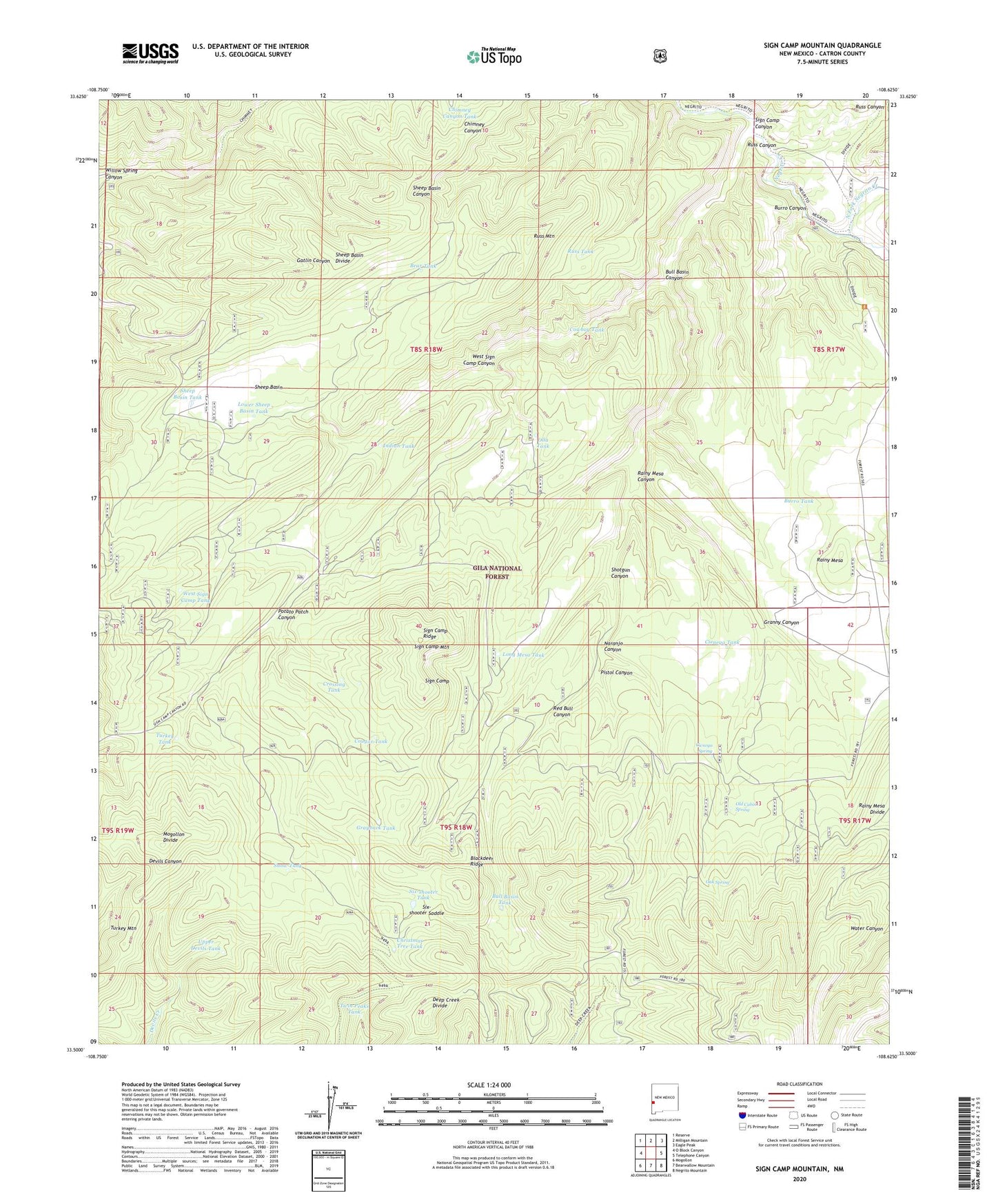 Sign Camp Mountain New Mexico US Topo Map Image