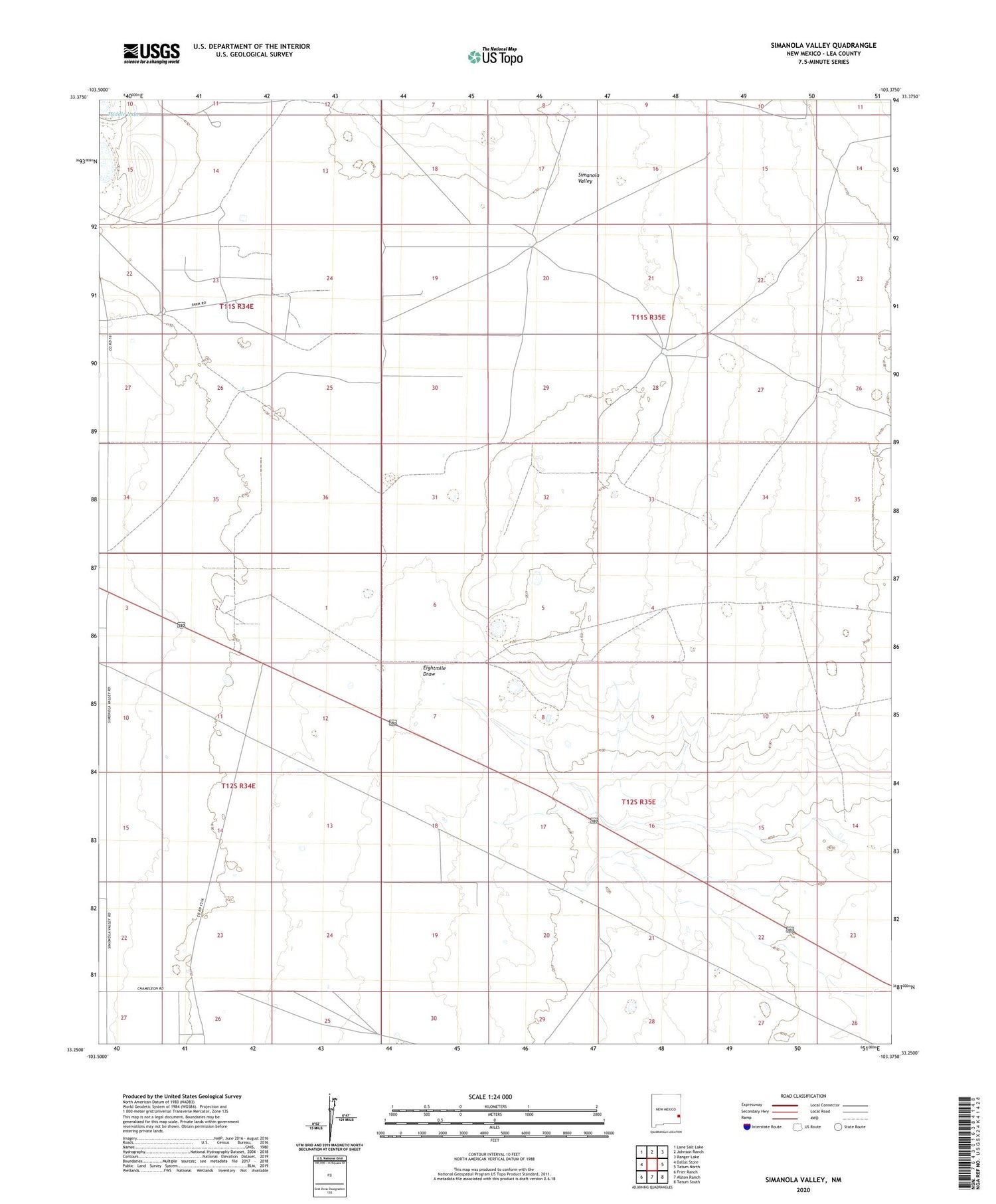Simanola Valley New Mexico US Topo Map Image